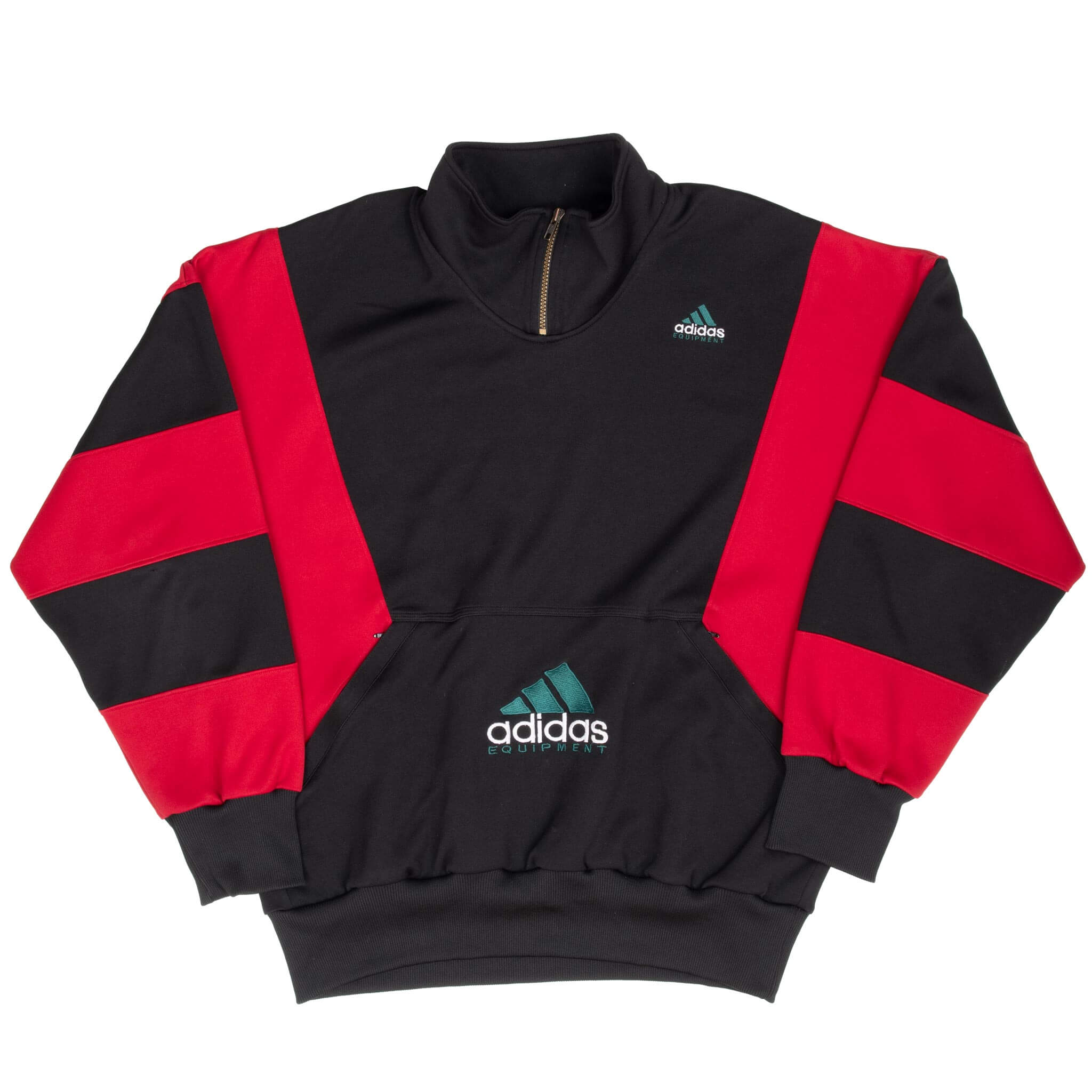 Vintage Adidas Equipment Black And Red Pullover Track Jacket 1990S Size Large