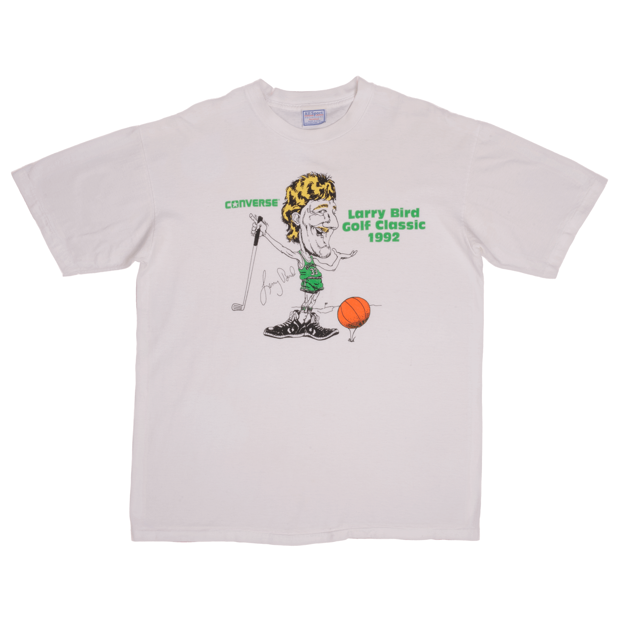 VINTAGE NBA LARRY BIRD BOSTON CELTICS CONVERSE TEE SHIRT 1992 XL MADE USA