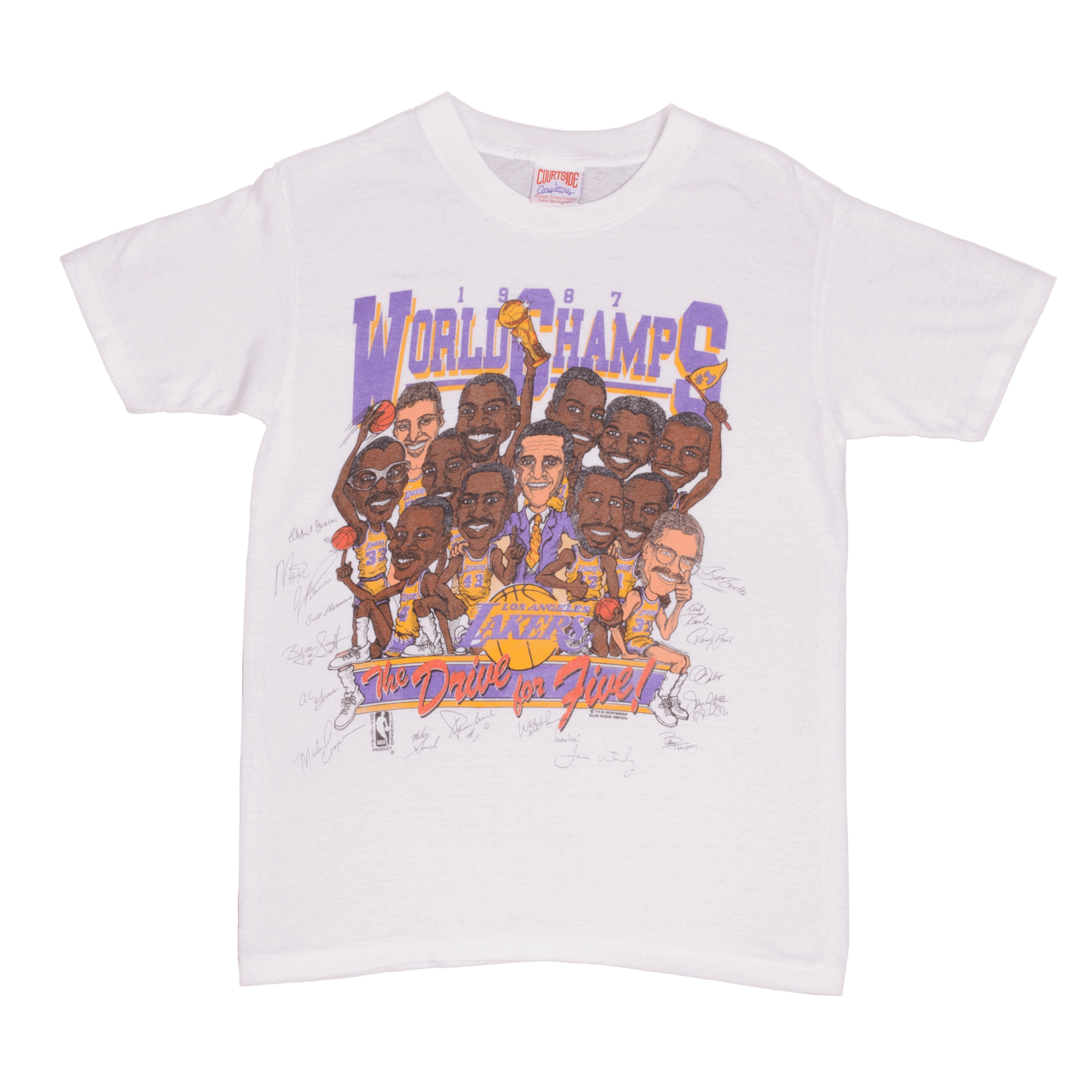 Vintage NBA Los Angeles Lakers World Champs 1987 Tee Shirt Size Medium With Single Stitch Sleeves