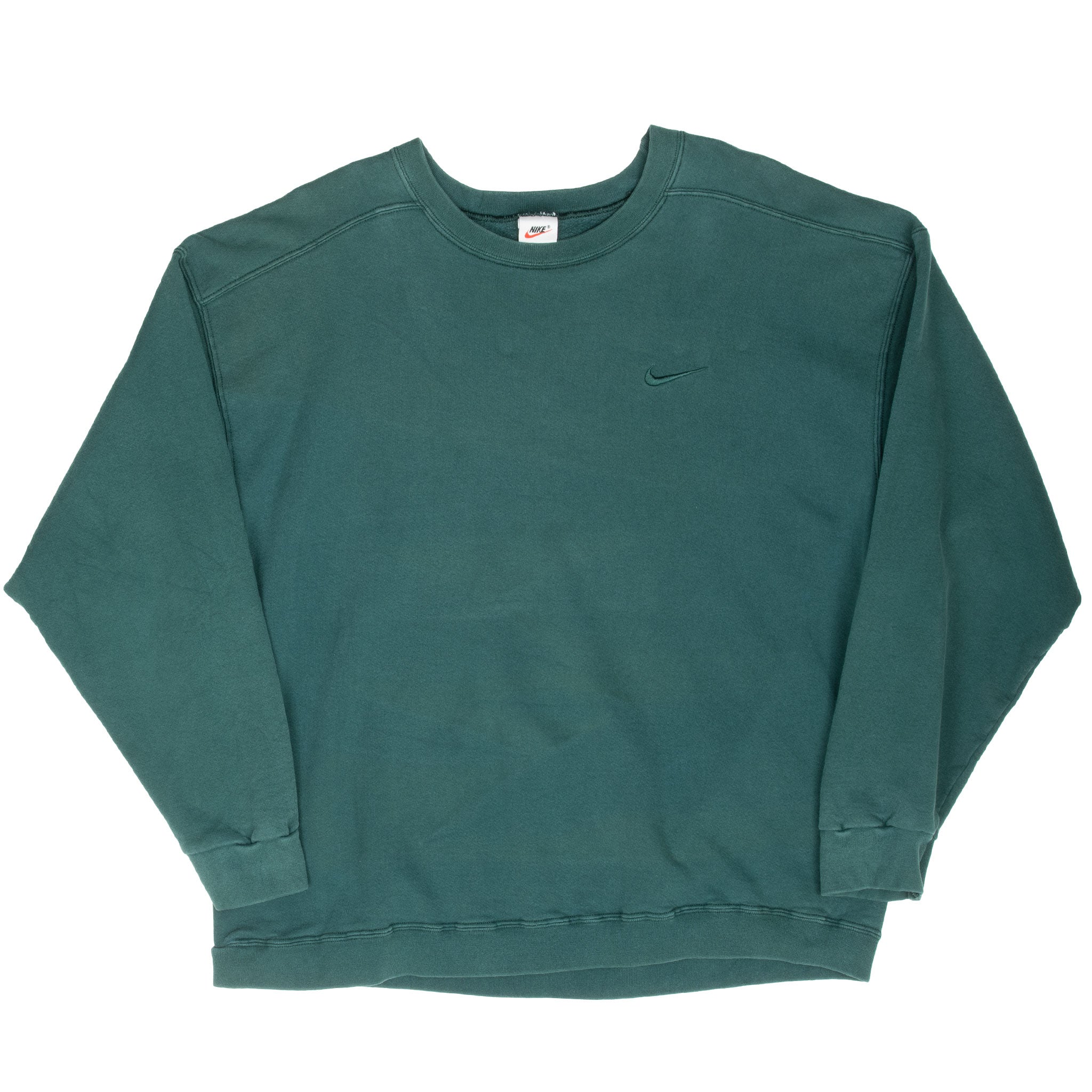 Vintage Nike Classic Swoosh Pine Green Sweatshirt 1990S Size XL