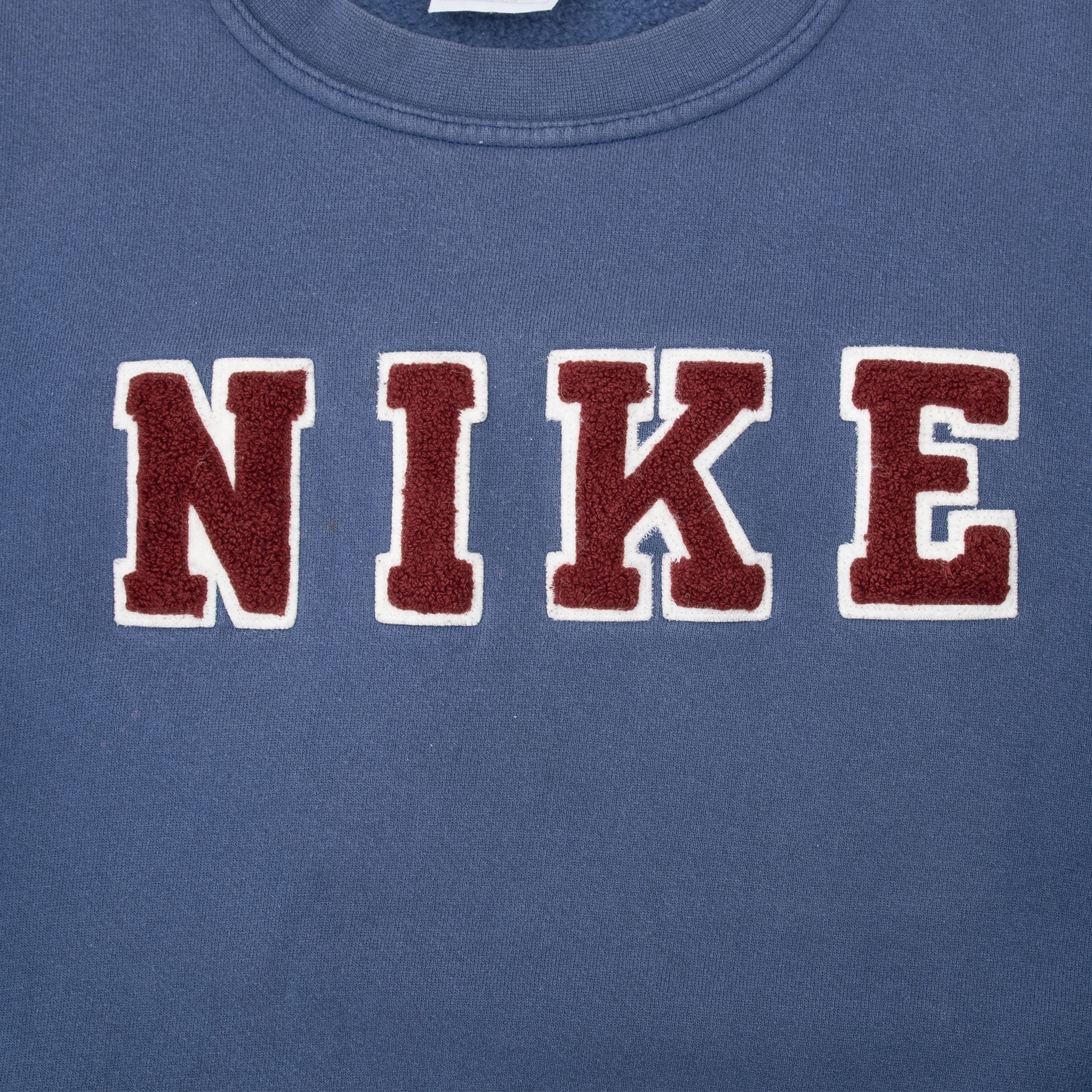 Vintage Nike Spellout Blue Sweatshirt 1990S Size Large Made In Usa