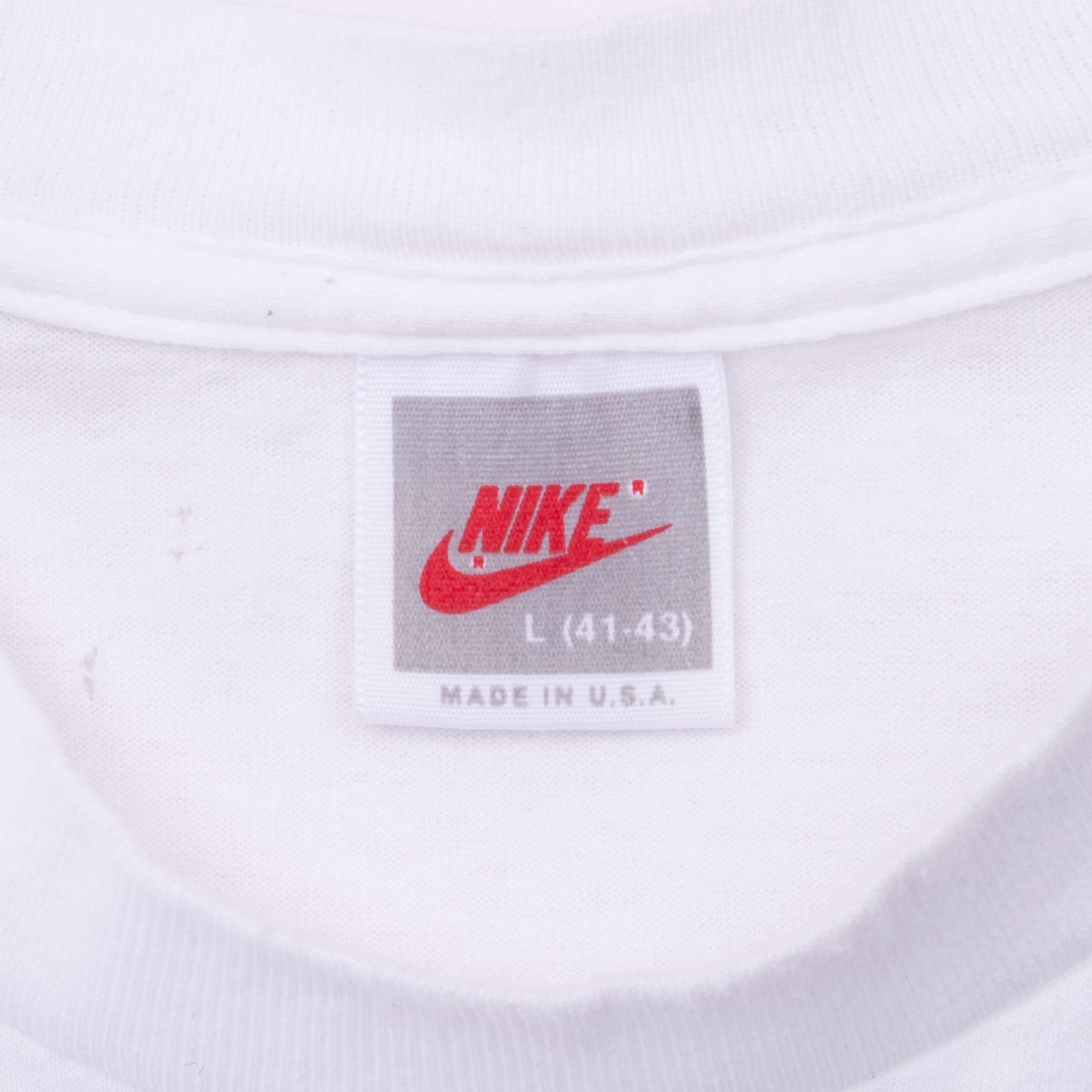 Vintage Nike All Over Print Early 1990S White Tee Shirt Size Large Made In Usa With Single Stitch Sleeves