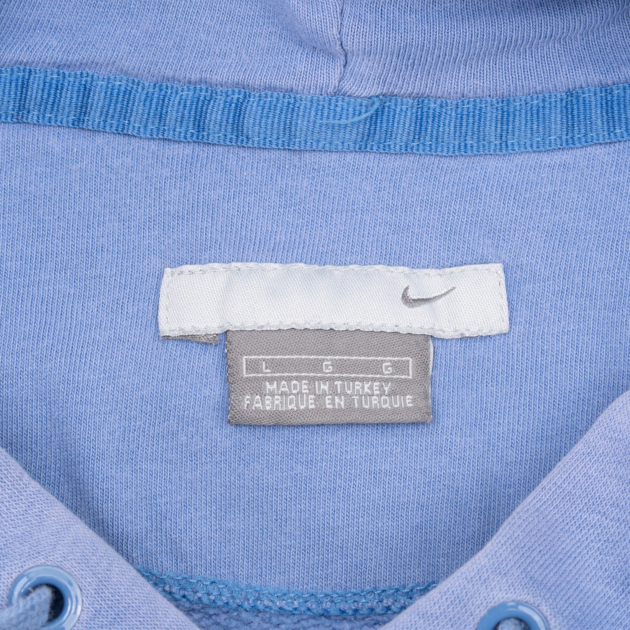 Vintage Nike Classic Swoosh Pastel Blue Hoodie Sweatshirt 2000S Size Large