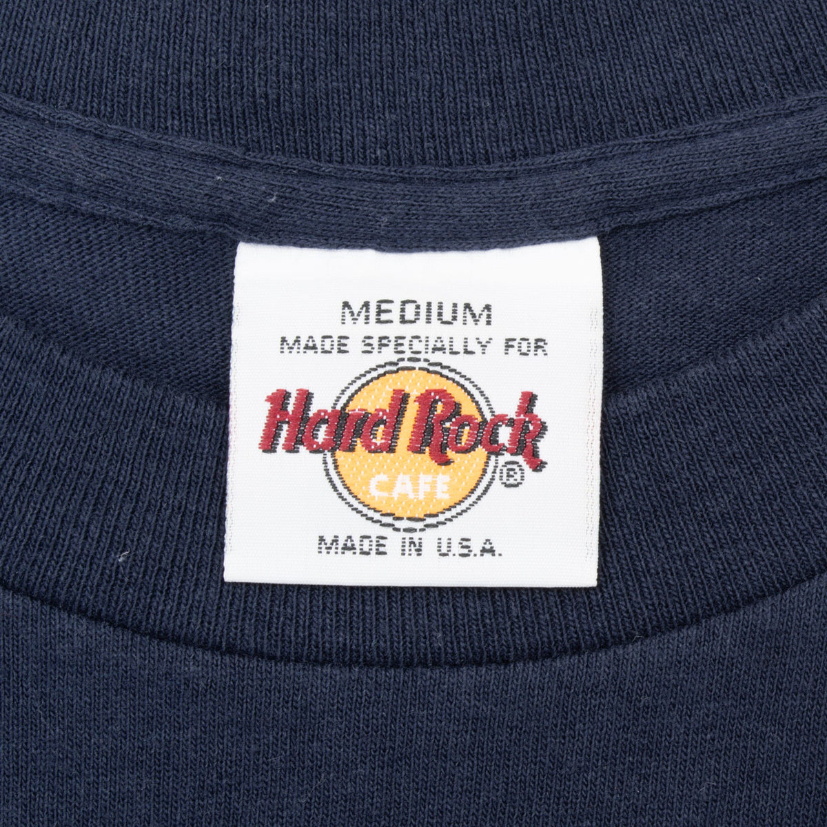 Hard Rock Cafe neck tag marked medium and Made in U.S.A.