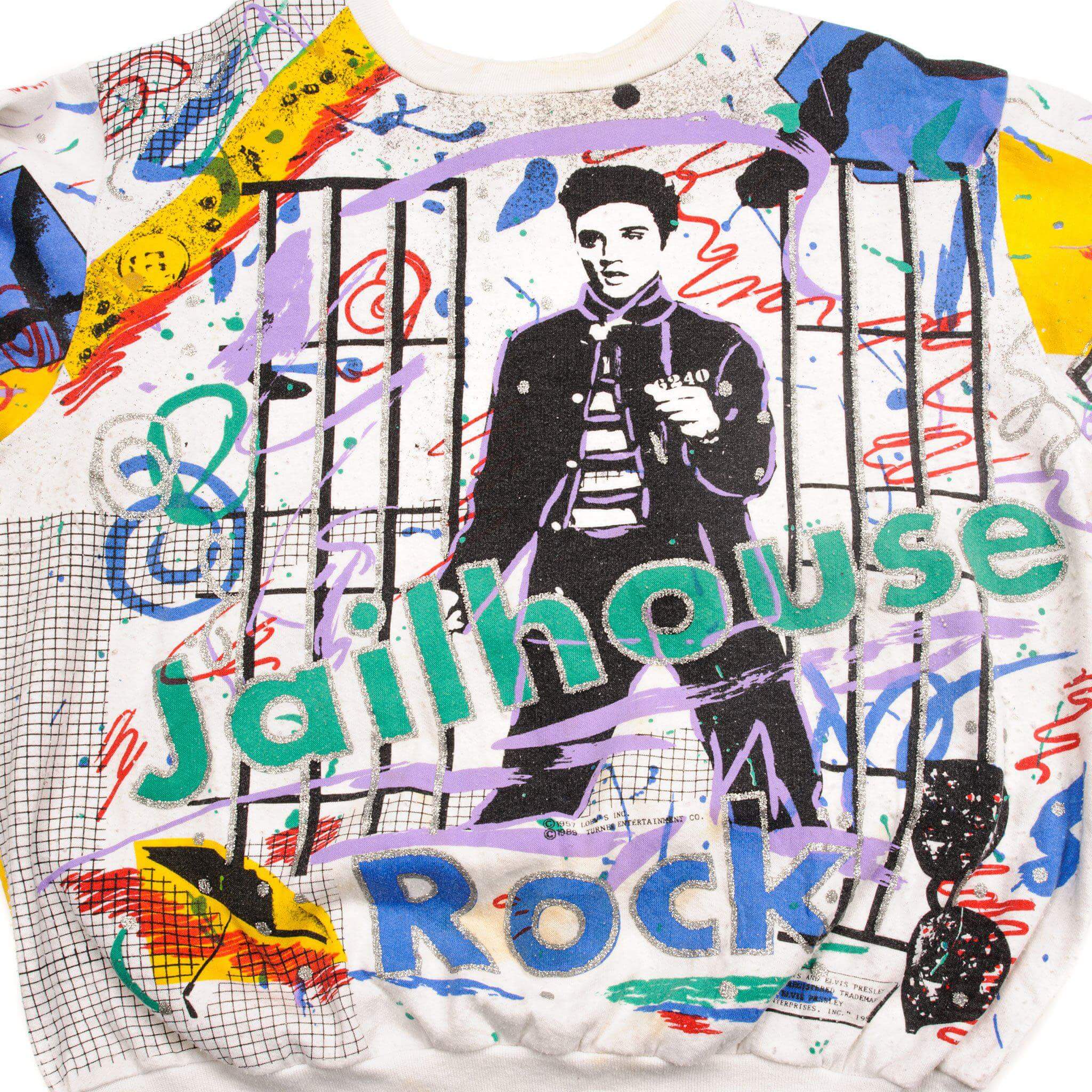 VINTAGE ALL OVER PRINT ELVIS SWEATSHIRT 1989 SIZE LARGE MADE IN USA