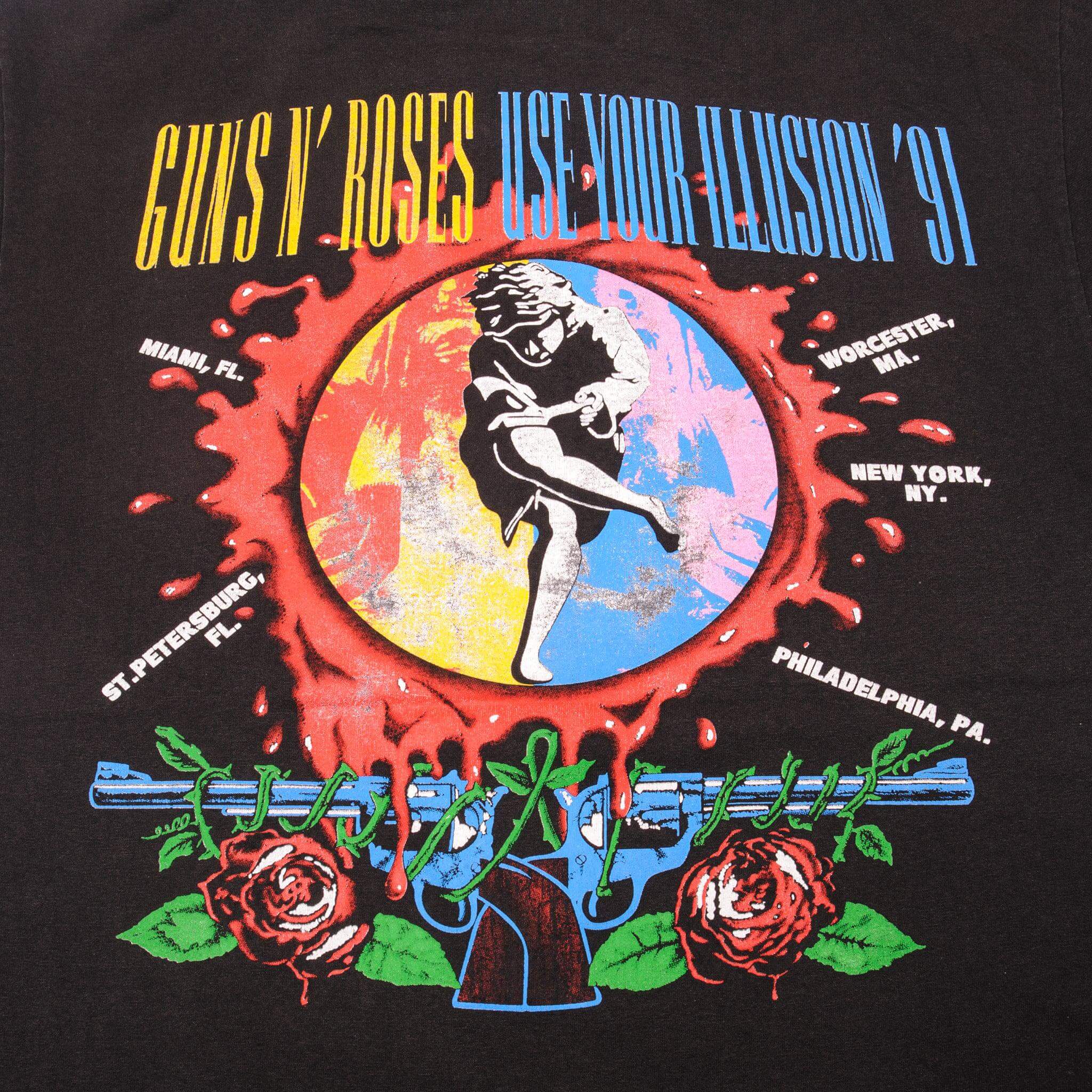 VINTAGE GUNS N' ROSES USE YOUR ILLUSION TOUR TEE SHIRT 1991 SIZE LARGE