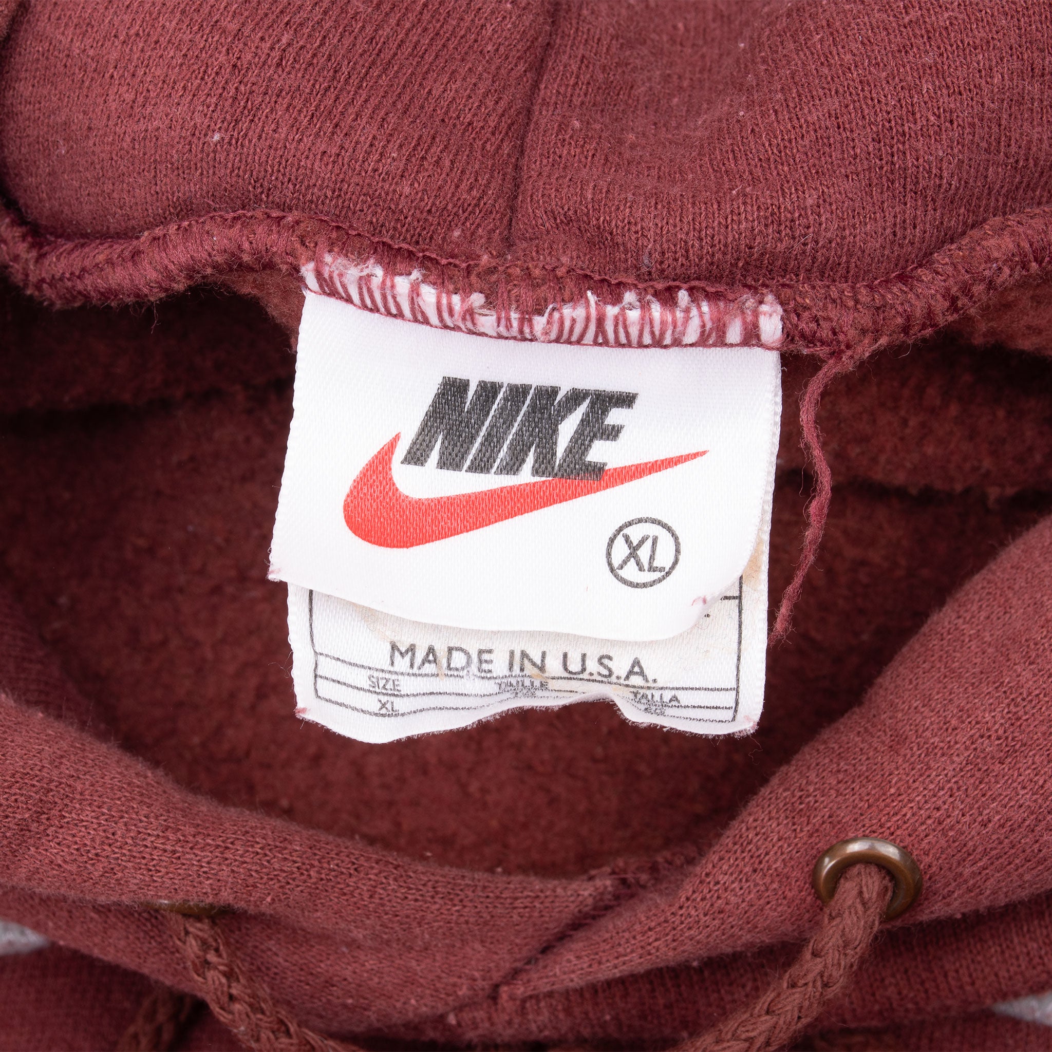 Vintage Nike Athletics Burgundy Hoodie Sweatshirt 1990S Size XL Made In Usa