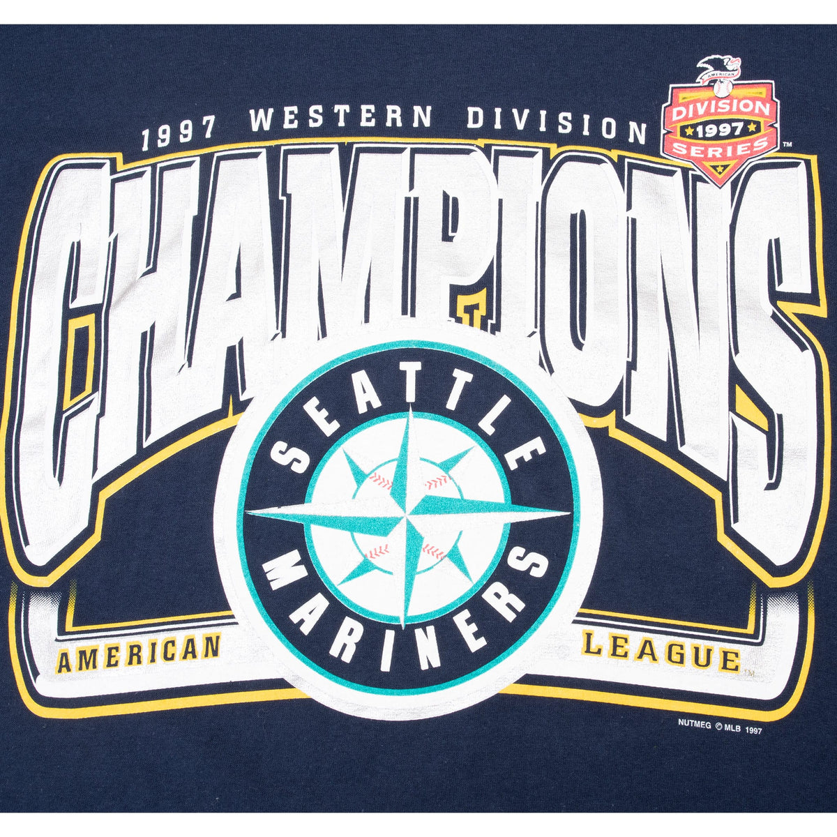 Close-up of Seattle Mariners 1997 Western Division Champions front graphic