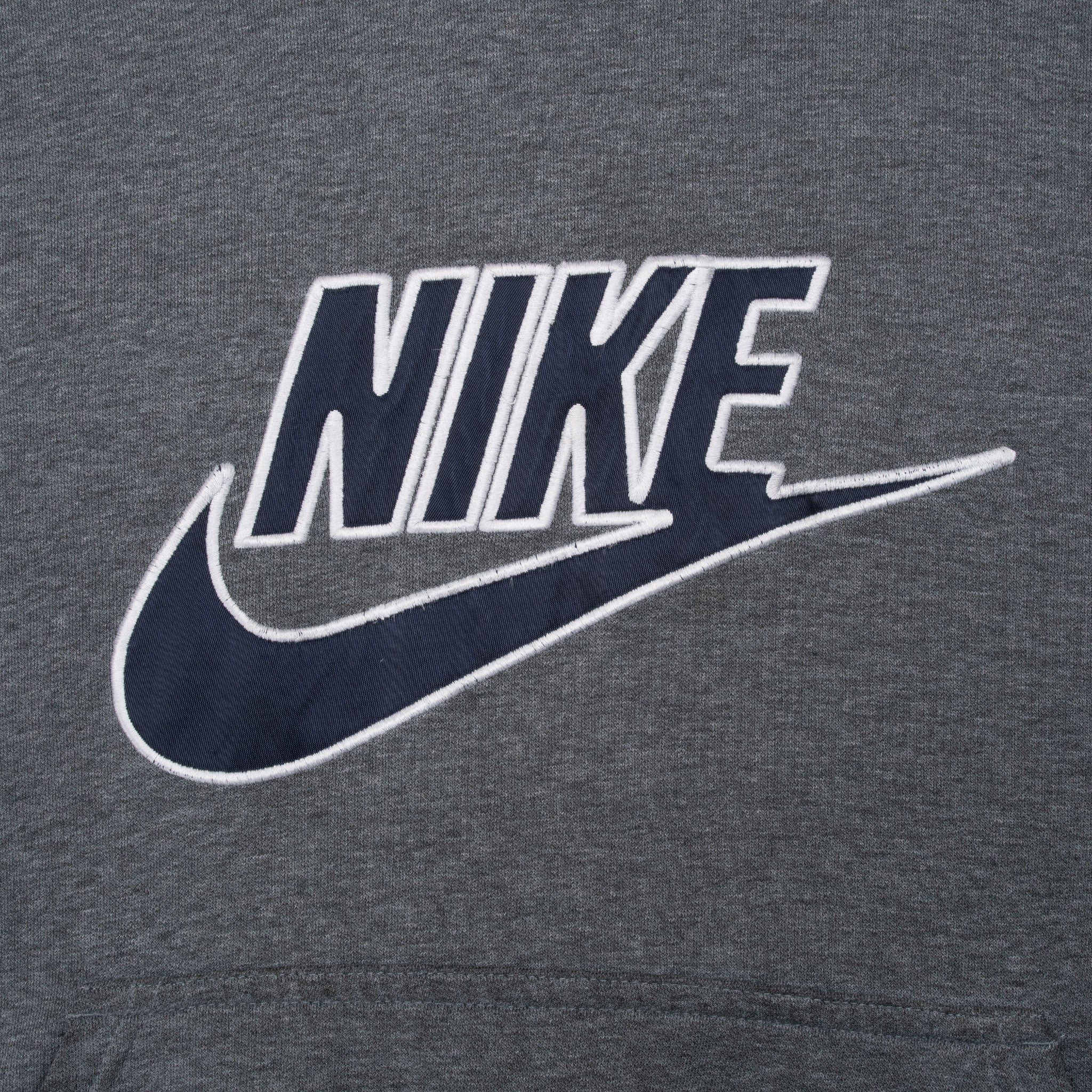 Vintage Nike Spellout Dark Grey Hoodie Sweatshirt 2000S Size Large