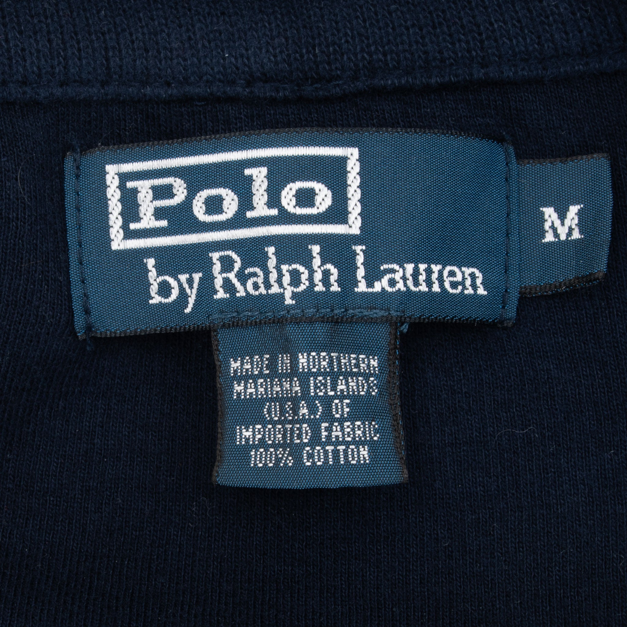Vintage Polo Ralph Lauren Navy Blue Quarter 1/4 Zip Sweater 1990s Size Medium Made In USA