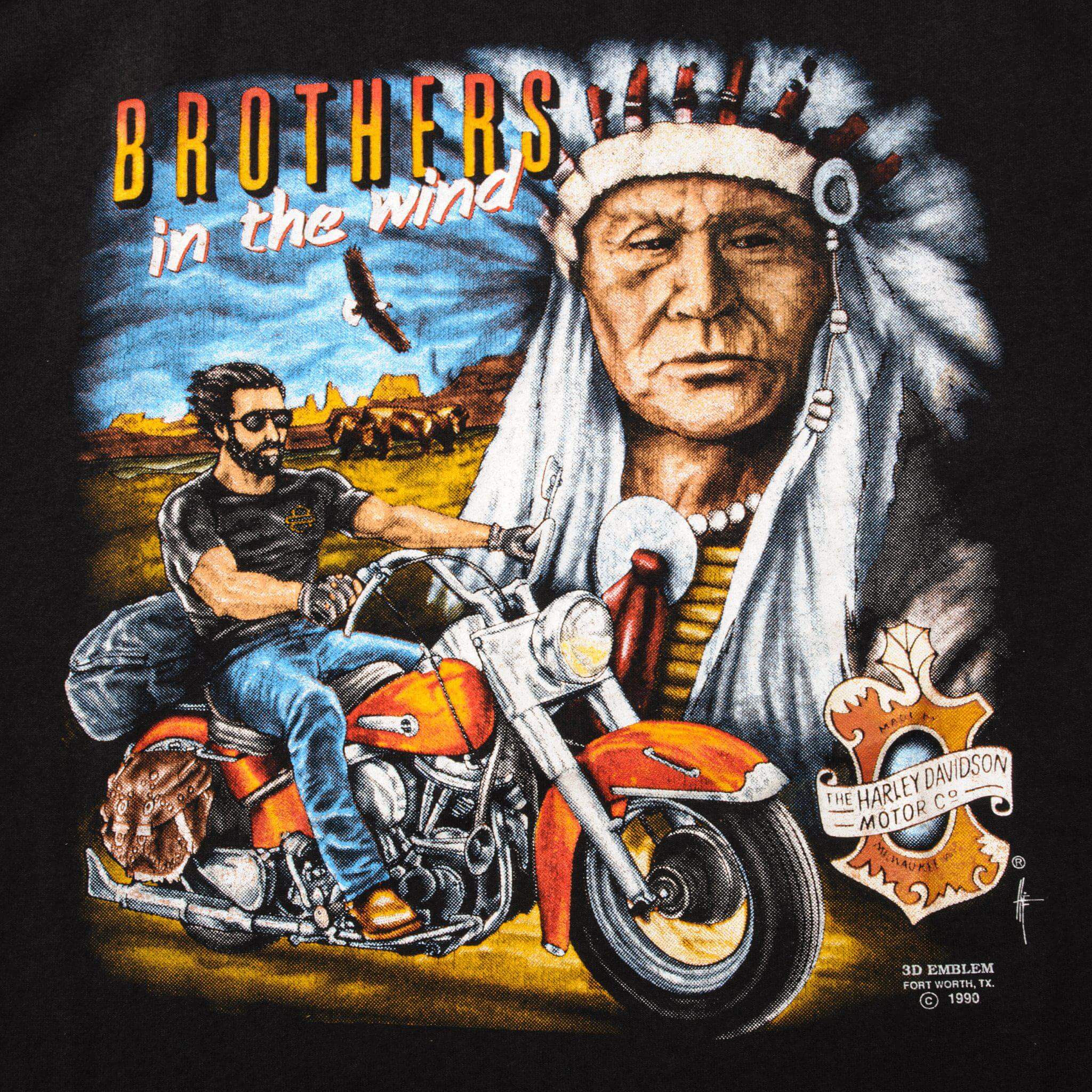 VINTAGE 3D EMBLEM HARLEY DAVIDSON TEE SHIRT 1990 SIZE MEDIUM MADE IN USA