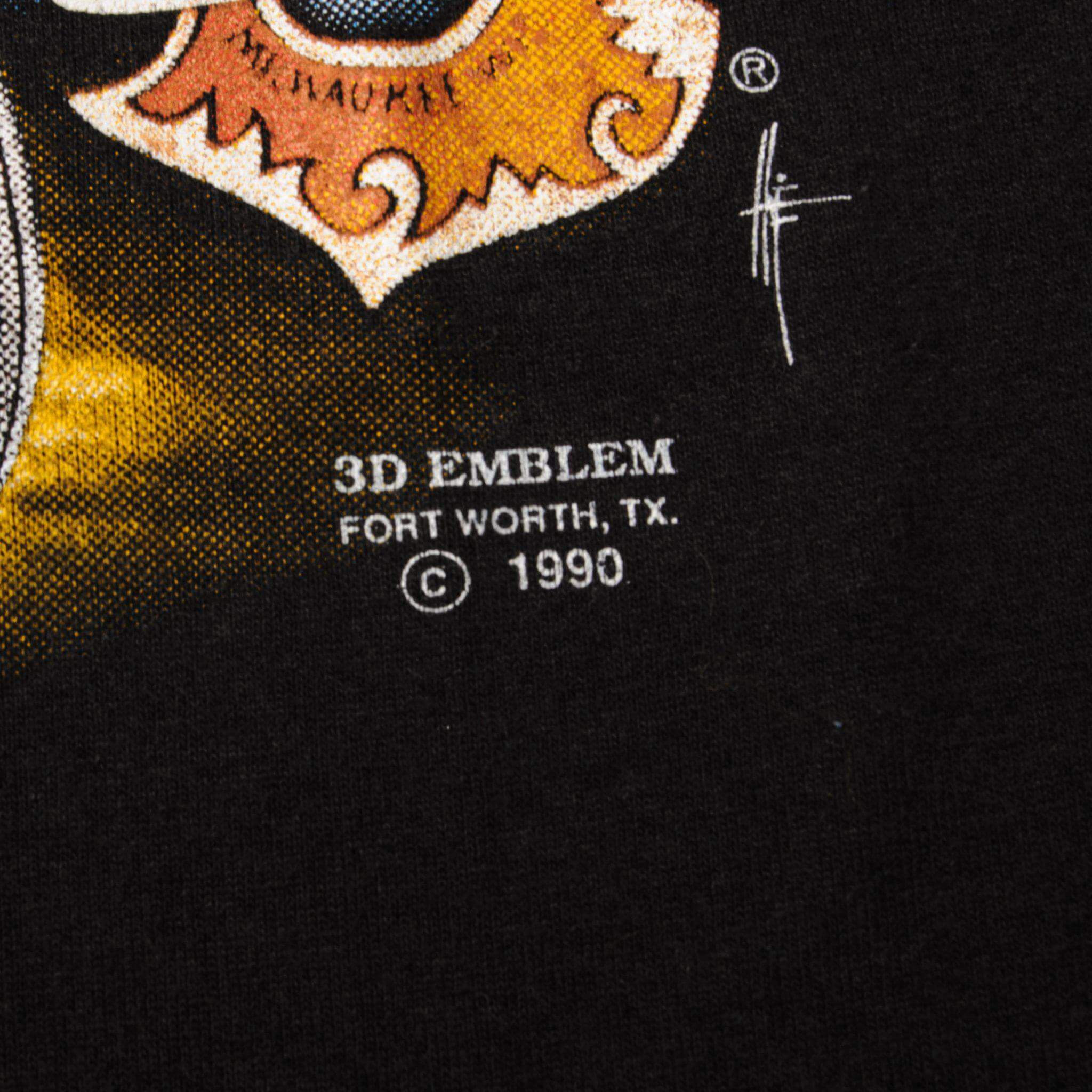 VINTAGE 3D EMBLEM HARLEY DAVIDSON TEE SHIRT 1990 SIZE MEDIUM MADE IN USA