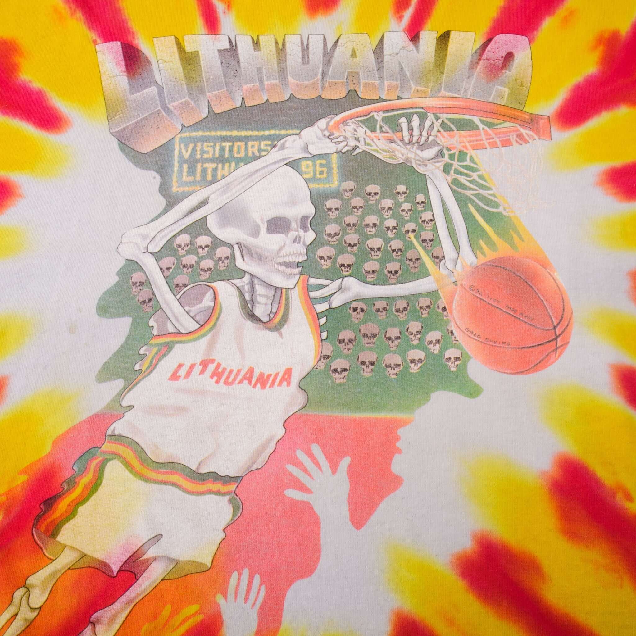 Vintage Tie-Dye Grateful Dead Lithuania Bronze Medal Winner Barcelona 1992 Tee Shirt Size XL Made USA With Single Stitch Sleeves