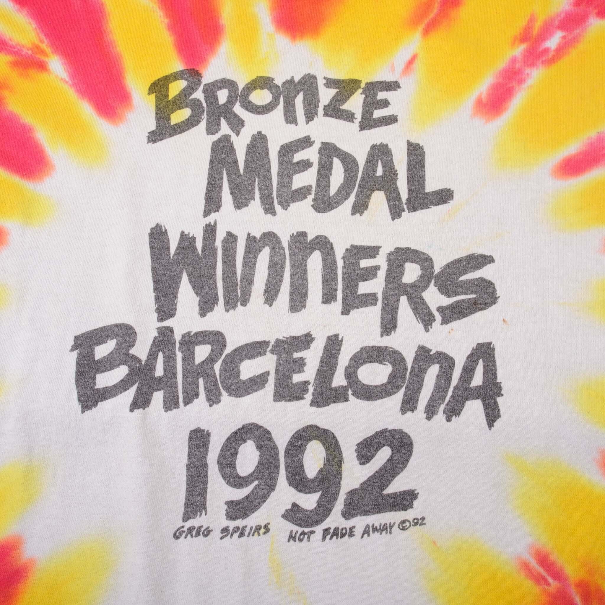 Vintage Tie-Dye Grateful Dead Lithuania Bronze Medal Winner Barcelona 1992 Tee Shirt Size XL Made USA With Single Stitch Sleeves'