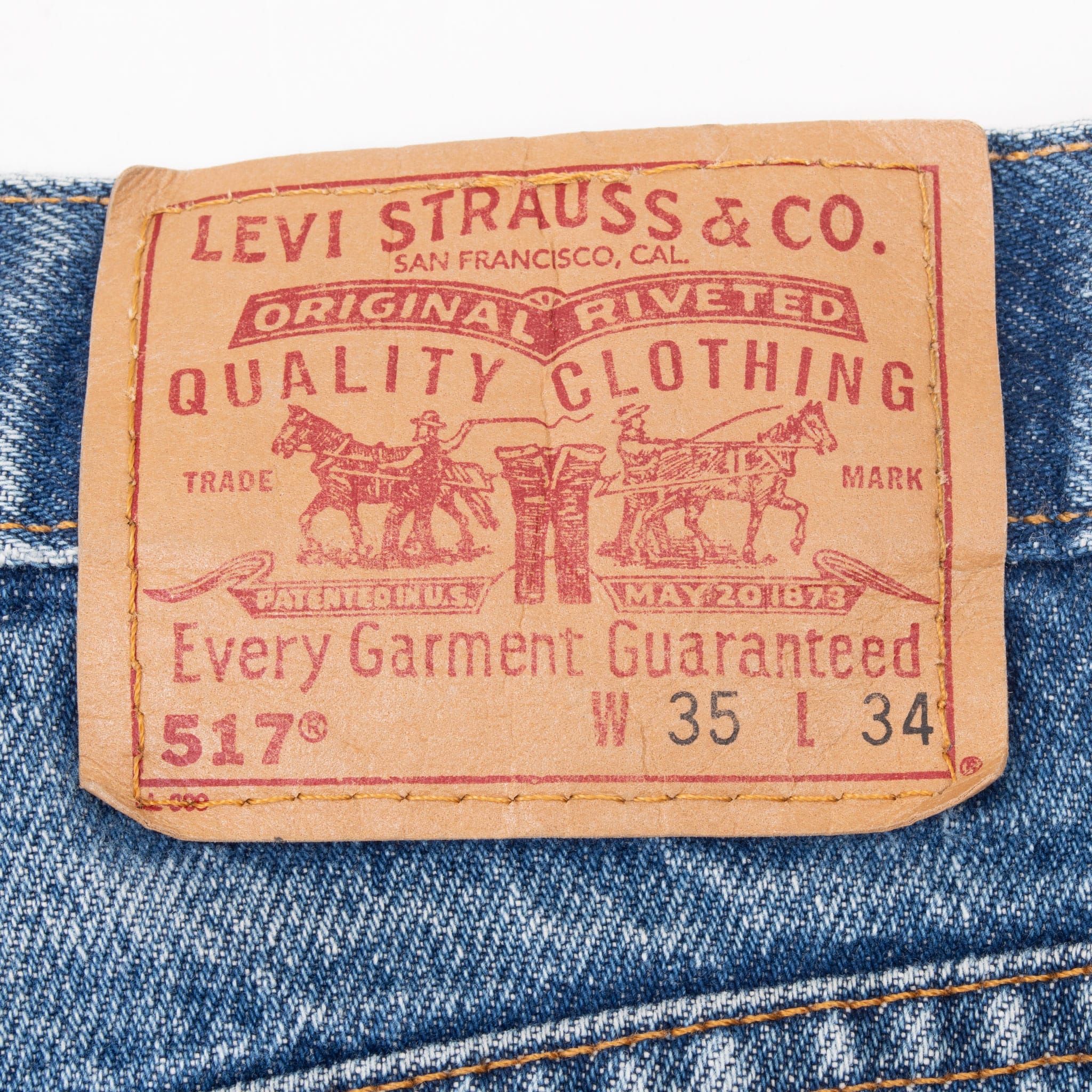 VINTAGE LEVIS 517 BOOTCUT BLUE JEANS INDIGO 1980S SIZE W34 L33 MADE IN USA