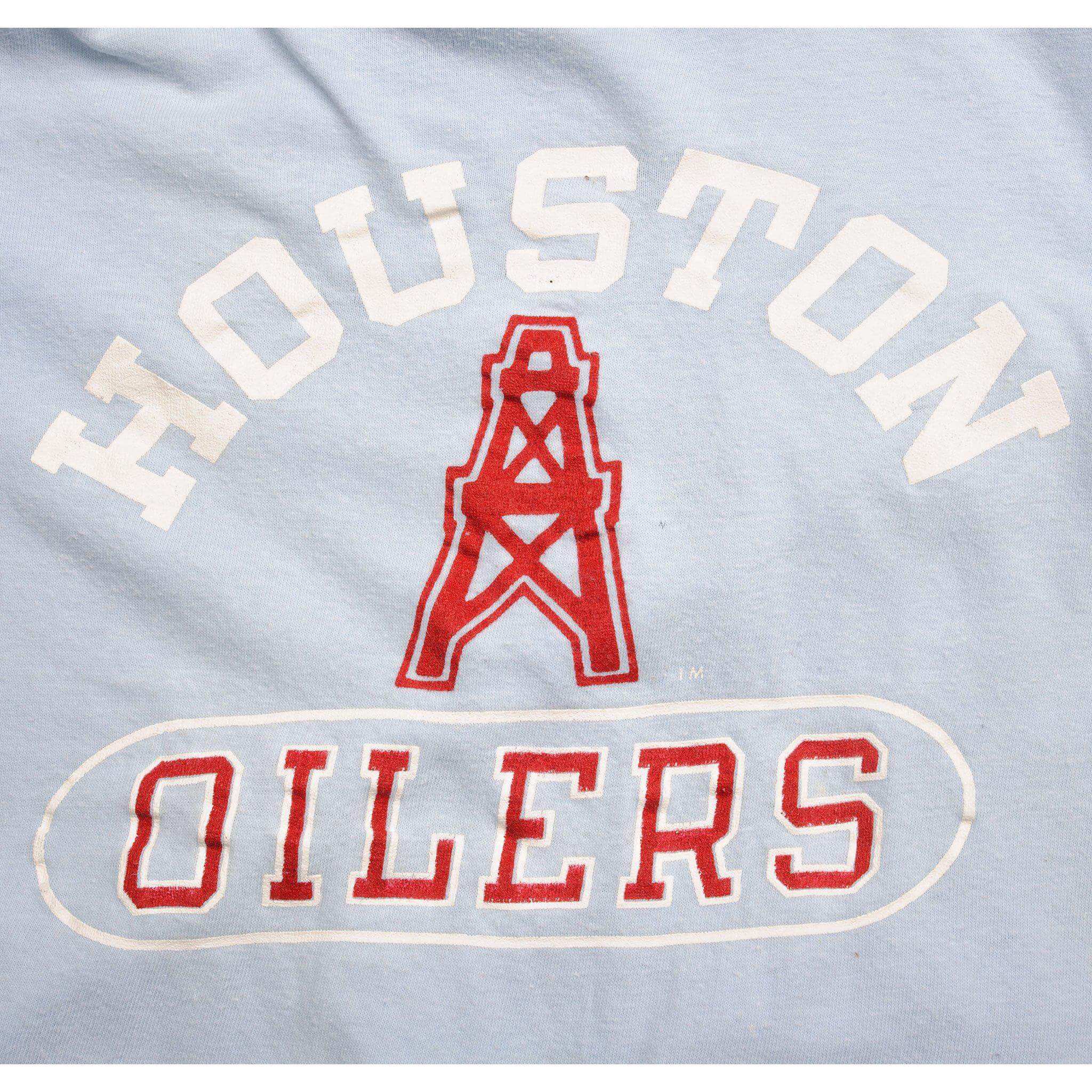 VINTAGE CHAMPION NFL HOUSTON OILERS TEE SHIRT 1969-EARLY 1980S SIZE MEDIUM MADE IN USA
