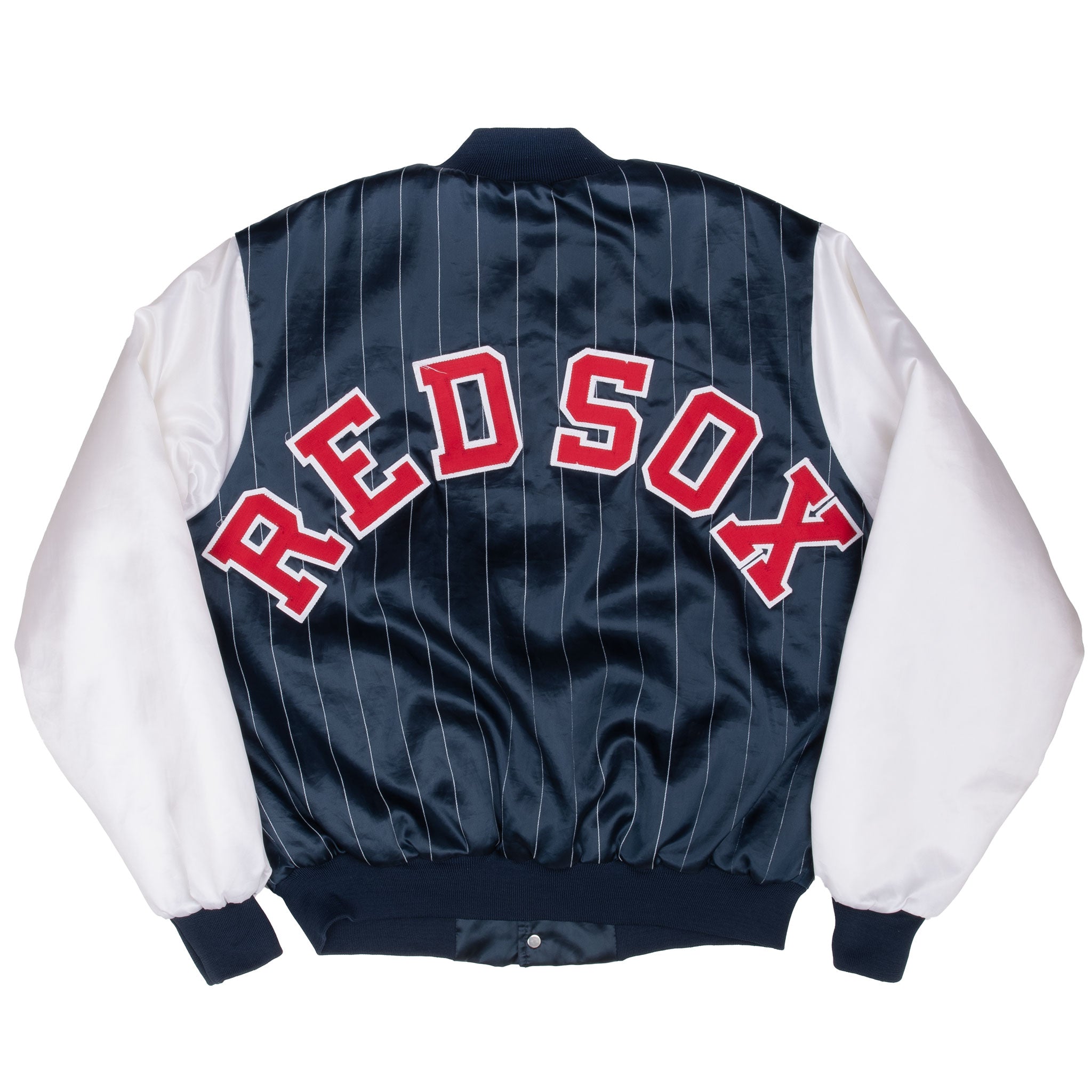 Vintage Mlb Boston Red Sox Satin Chalkline Bomber Jacket 1990S Size Large Made In Usa