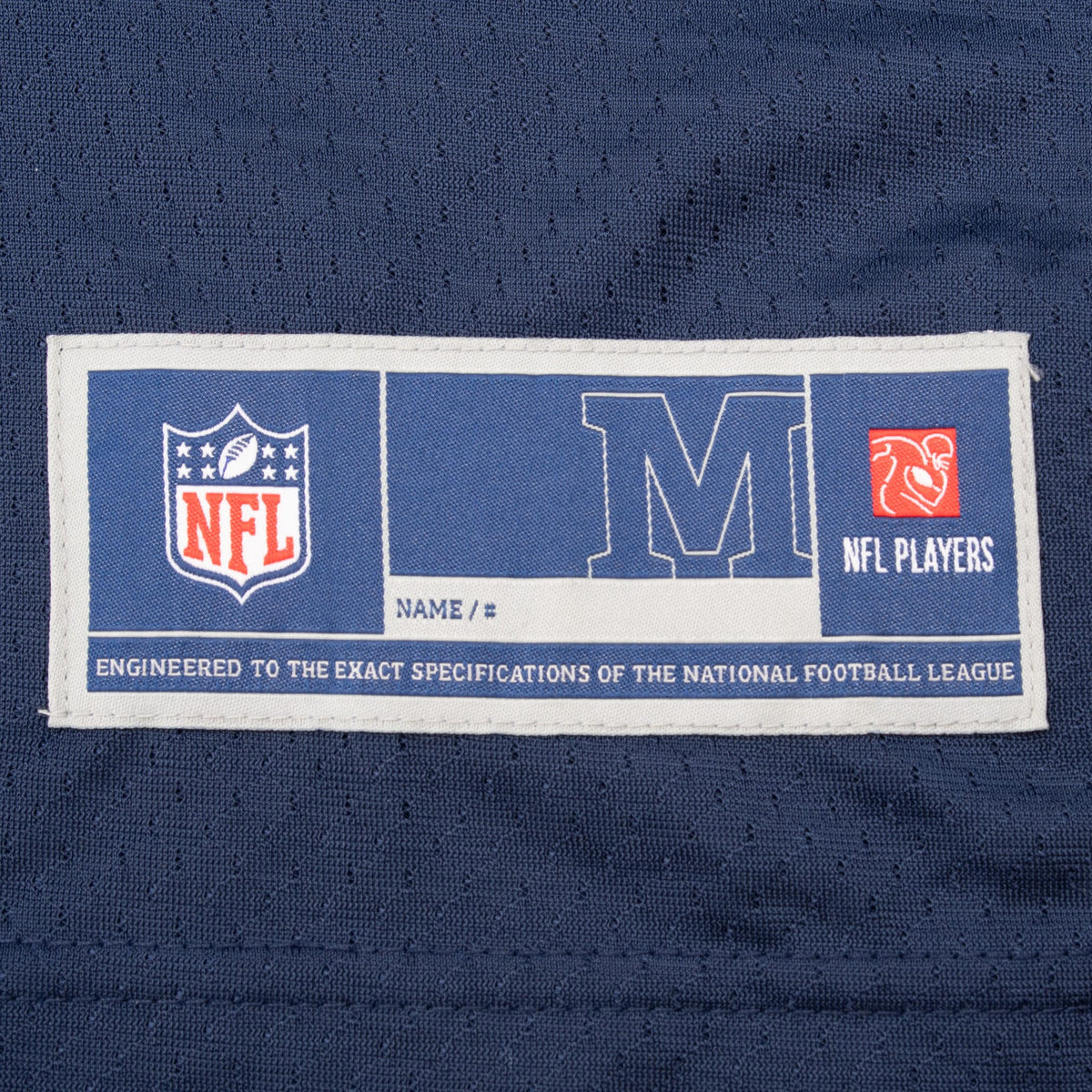 NFL and NFL Players hem label showing size medium