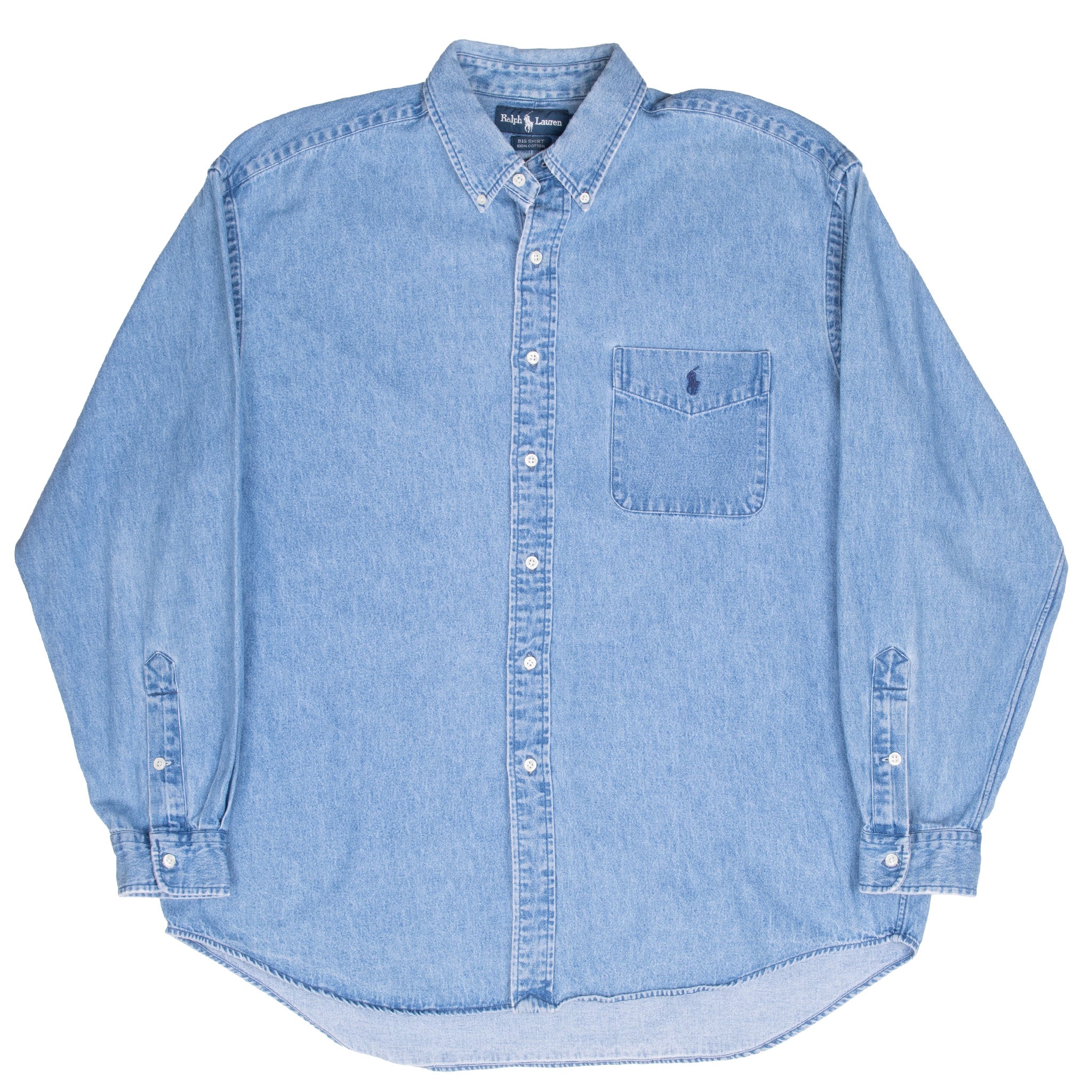 Vintage Ralph Lauren Denim Pocket Shirt 1990S Size Large