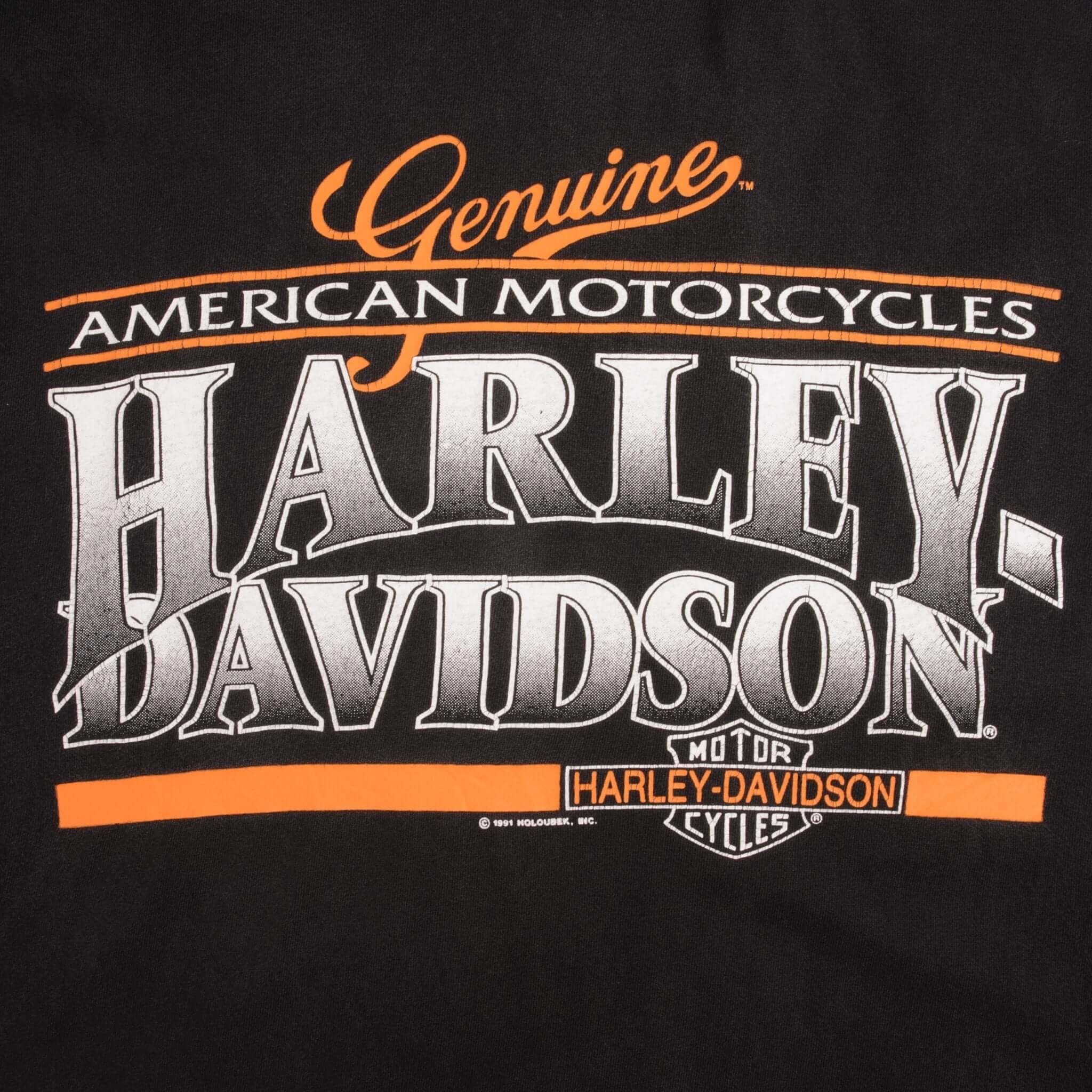 Vintage Precision Harley Davidson Honolulu, Hawaii 1991 Tee Shirt Size XL Made In USA With Single Stitch Sleeves