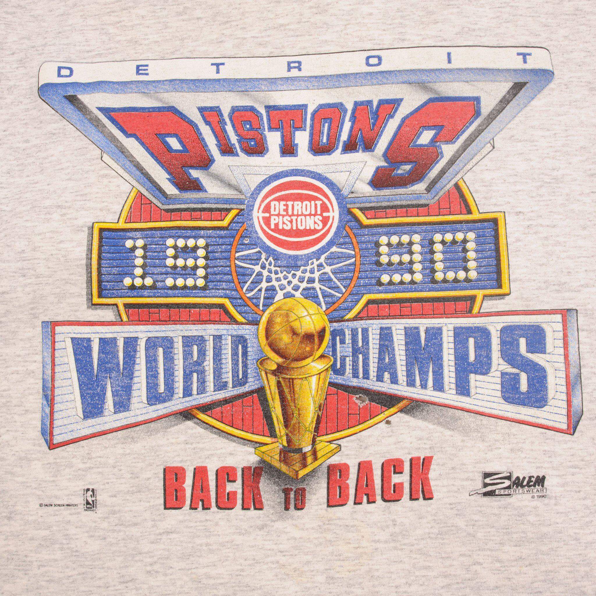 VINTAGE NBA DETROIT PISTONS TEE SHIRT 1990 SIZE LARGE MADE IN USA