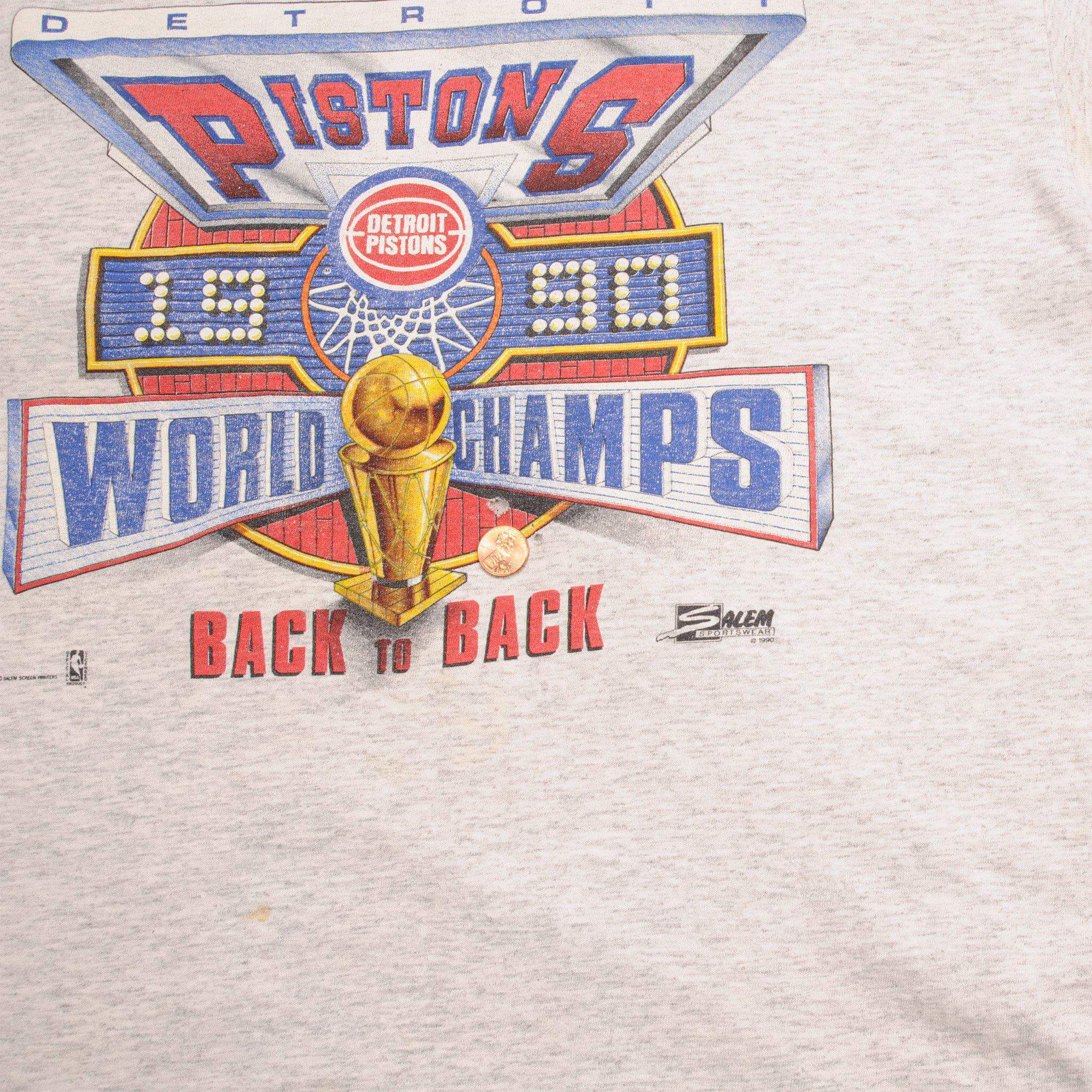 VINTAGE NBA DETROIT PISTONS TEE SHIRT 1990 SIZE LARGE MADE IN USA