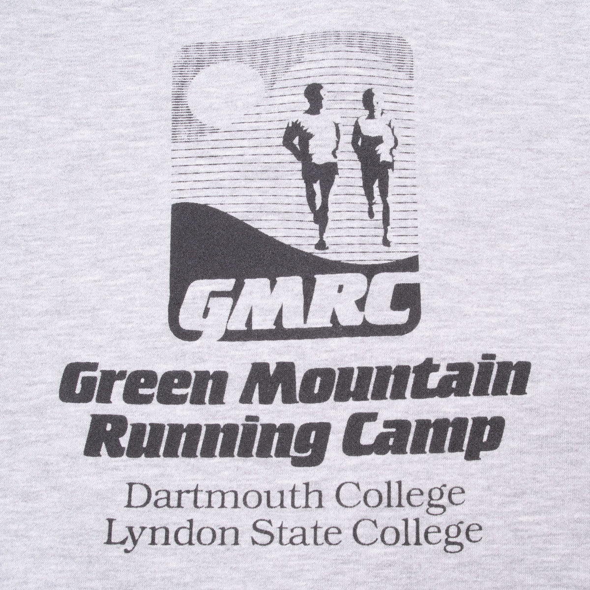 Green Mountain Running Camp back print with runners and Dartmouth and Lyndon State College lettering