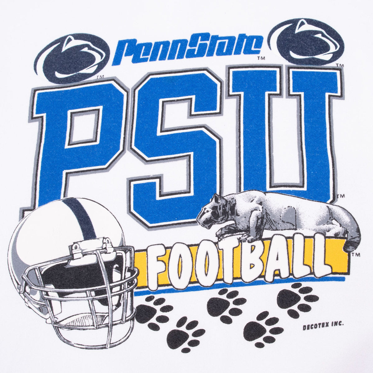 Penn State PSU football print with Nittany Lion, helmet, and paw prints
