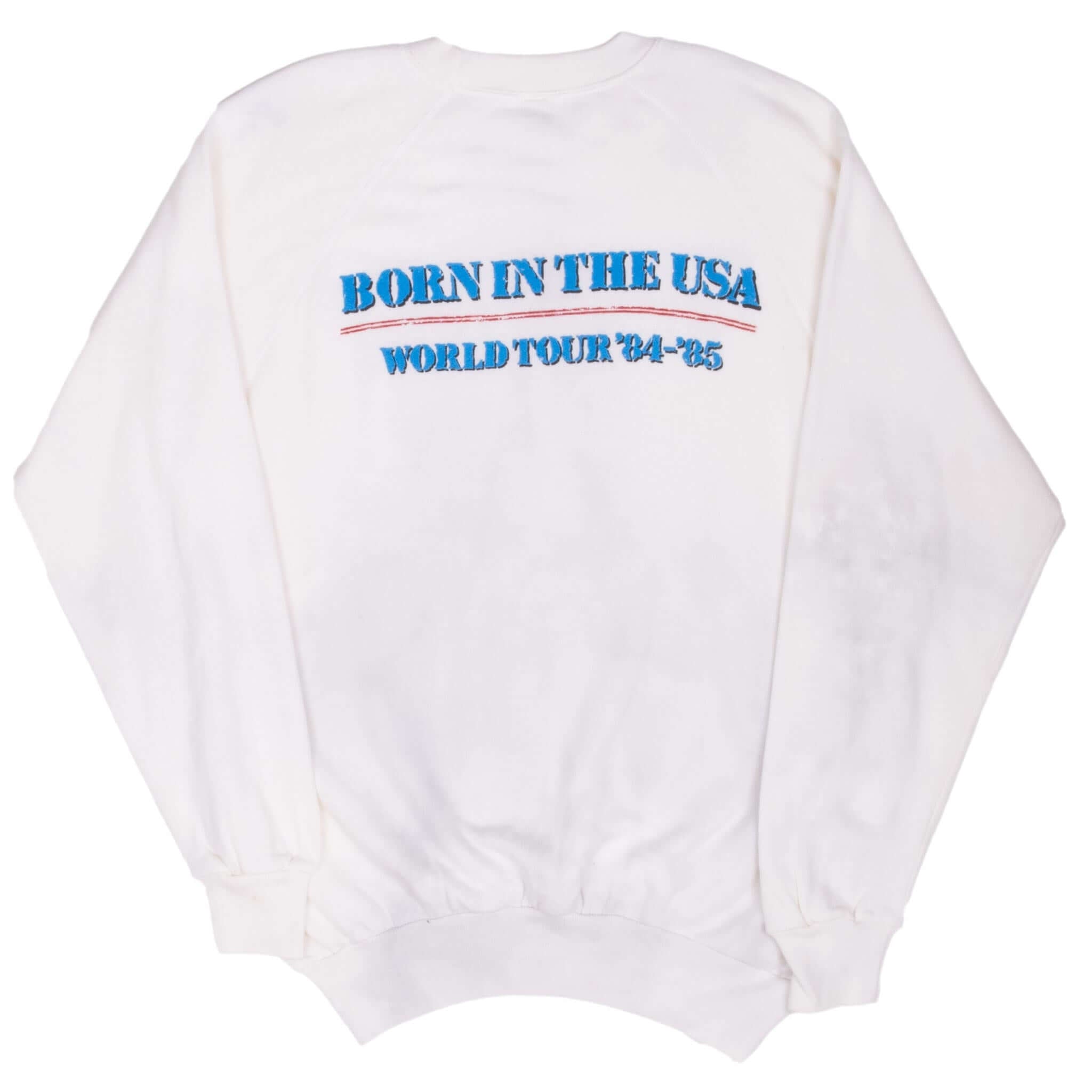 Vintage Bruce Springsteen & The E Street Band World Tour 1985 White Sweatshirt Size Large