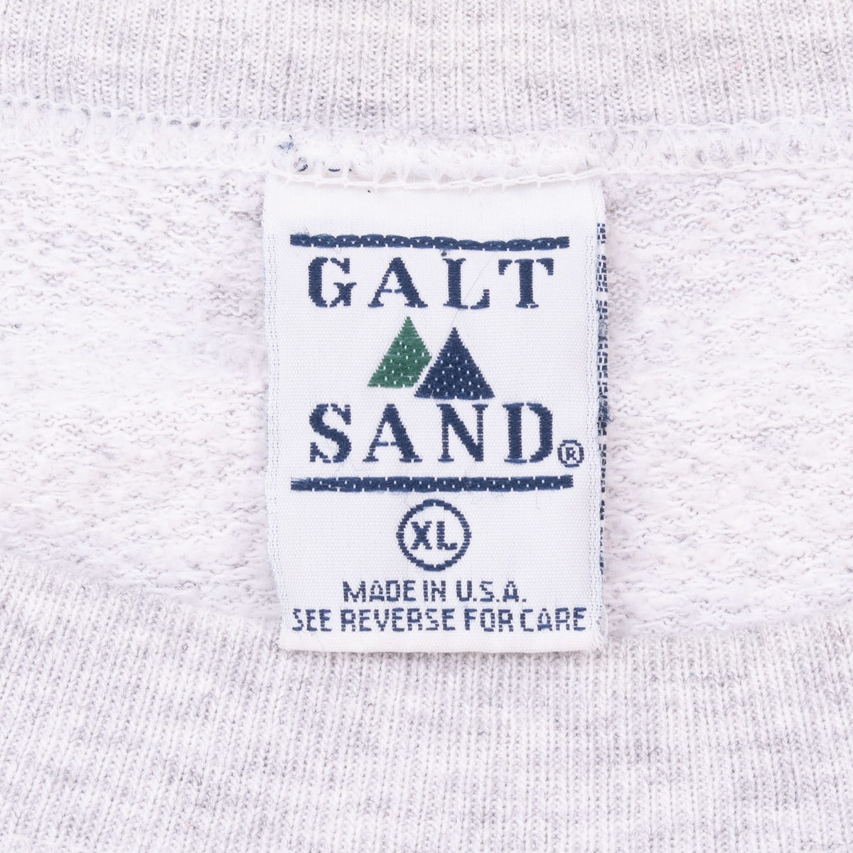 Nalt Sand XL Made in USA neck label inside grey sweatshirt
