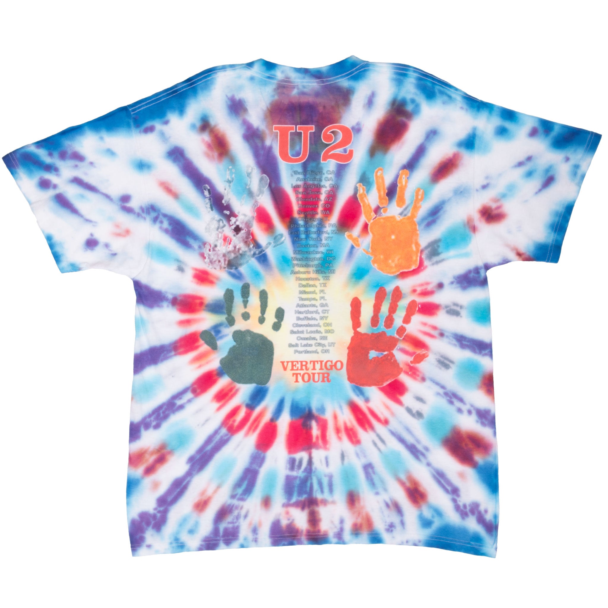 Vintage Tie Dye U2 How To Dismantle An Atomic Bomb Vertigo Tour Tee Shirt 2000S Size XL