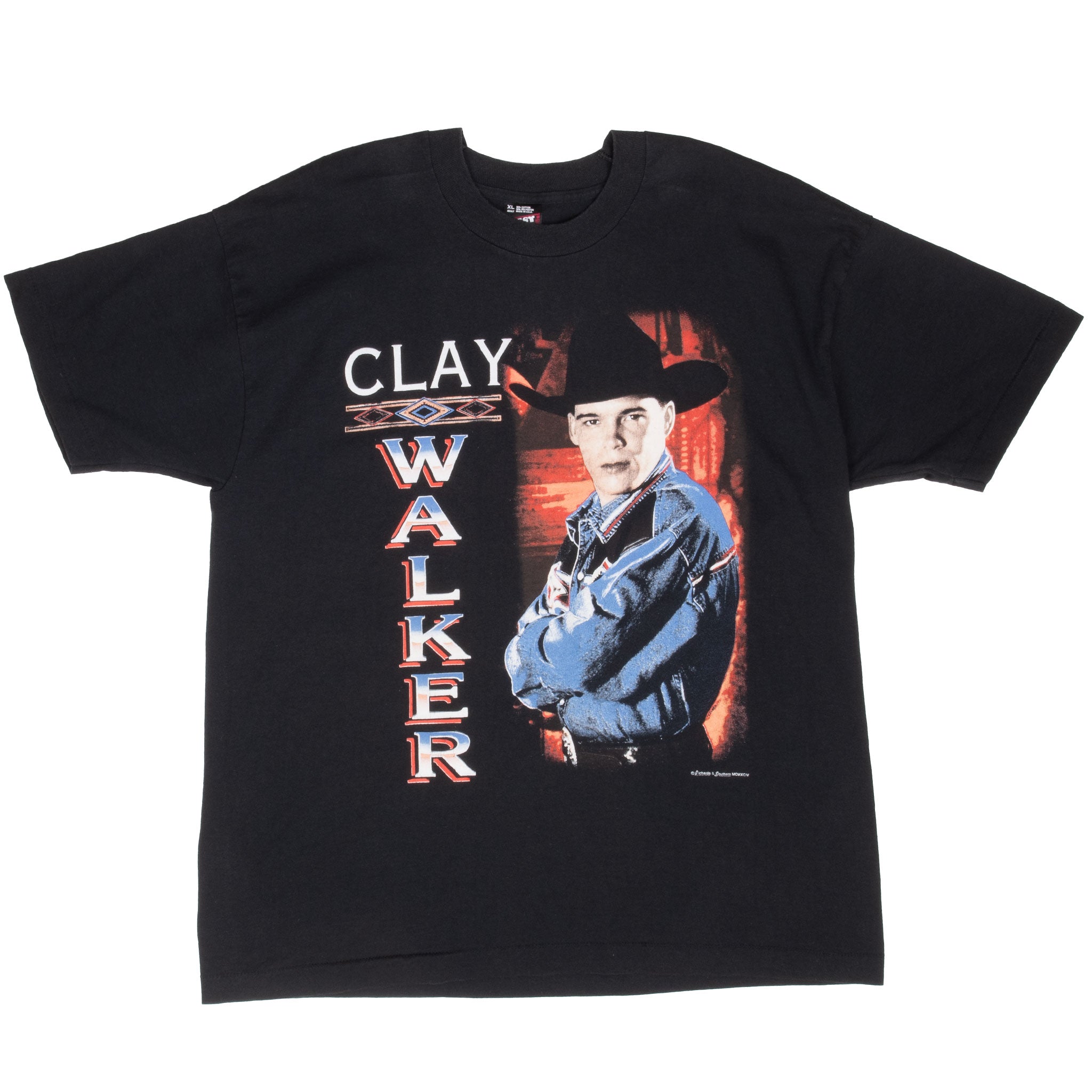 Vintage Clay Walker Tour 1995 Tee Shirt Size XL Made In Usa With Single Stitch Sleeves