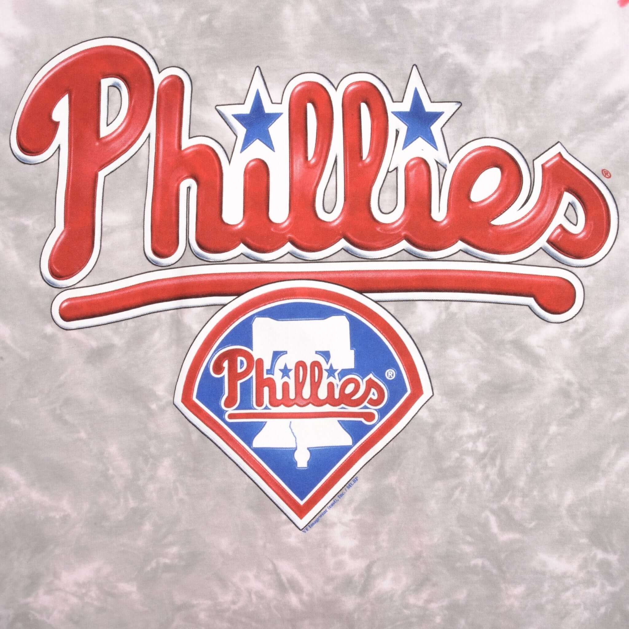 Vintage Tie Dye Mlb Philadelphia Phillies Liquid Blue Tee Shirt 1990S Medium Made In USA