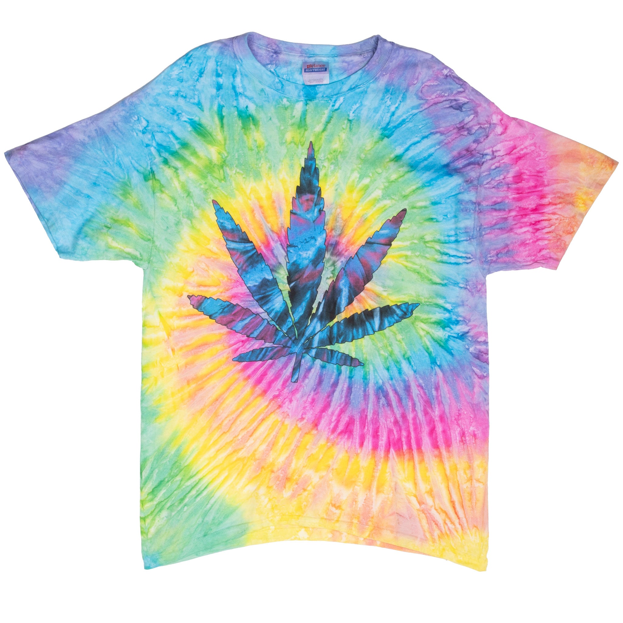 Vintage Tie Dye Rainbow Weed Tee Shirt 2000S Size Medium