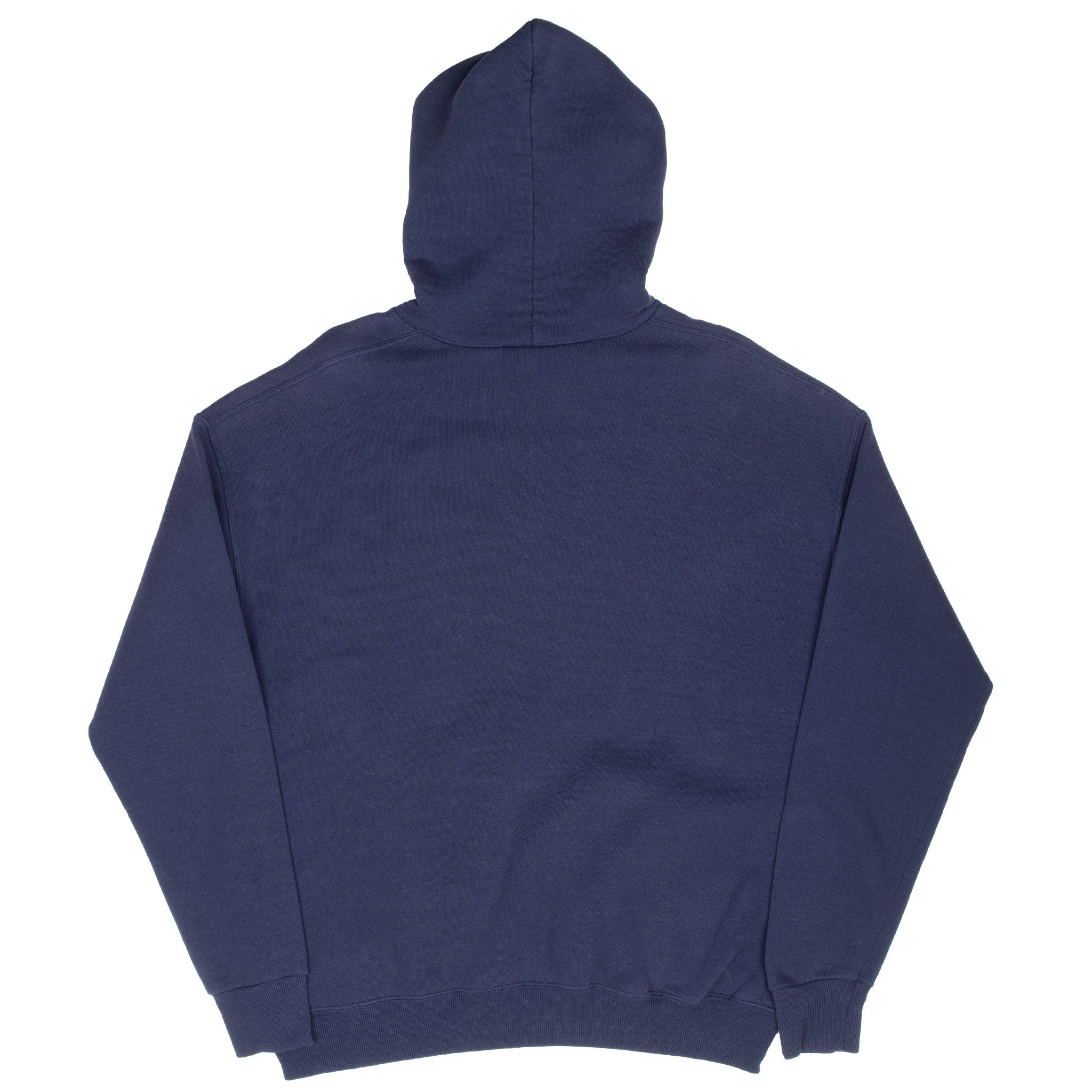 Back of navy Michigan Wolverines pullover hoodie with a plain design