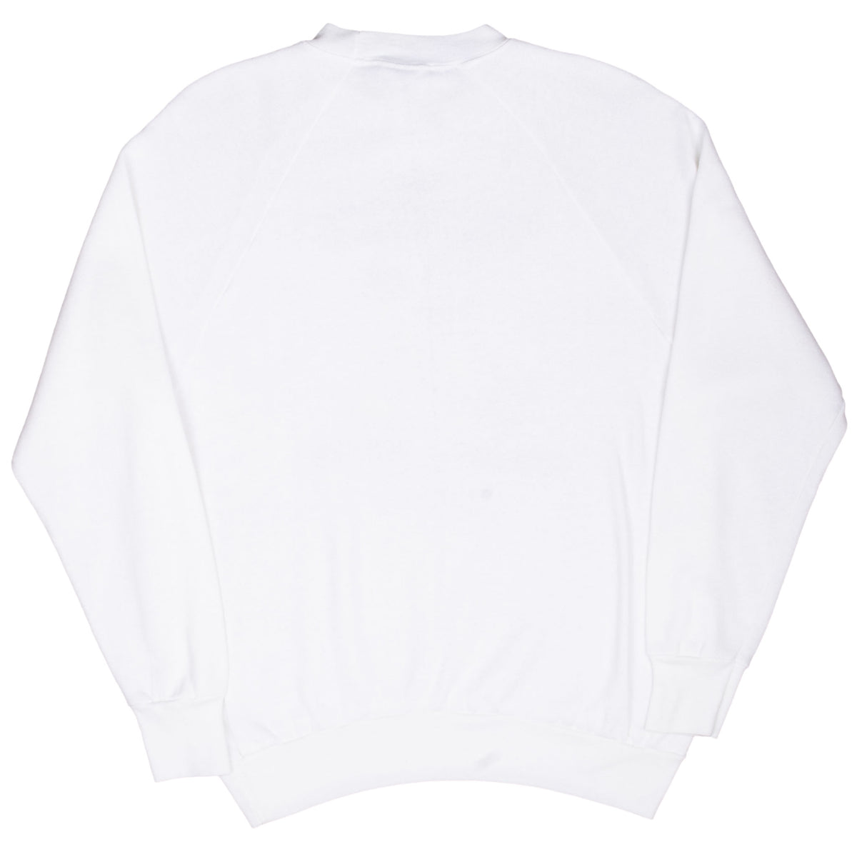 Plain back of white raglan-sleeve boxing sweatshirt