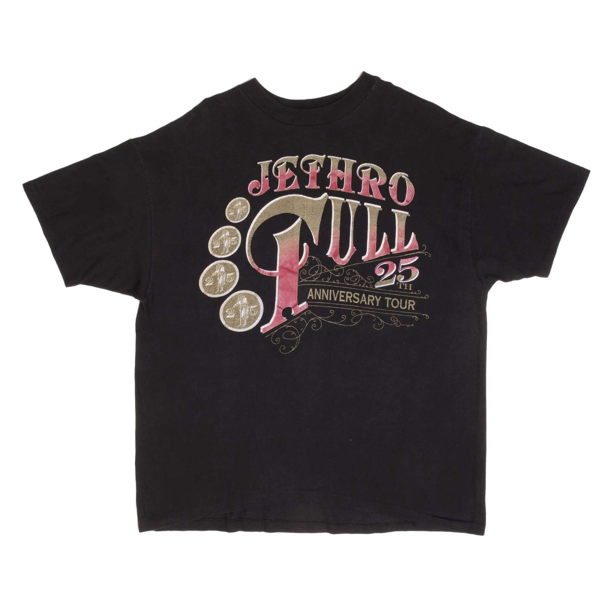 Front of black Jethro Tull 25th Anniversary Tour T-shirt