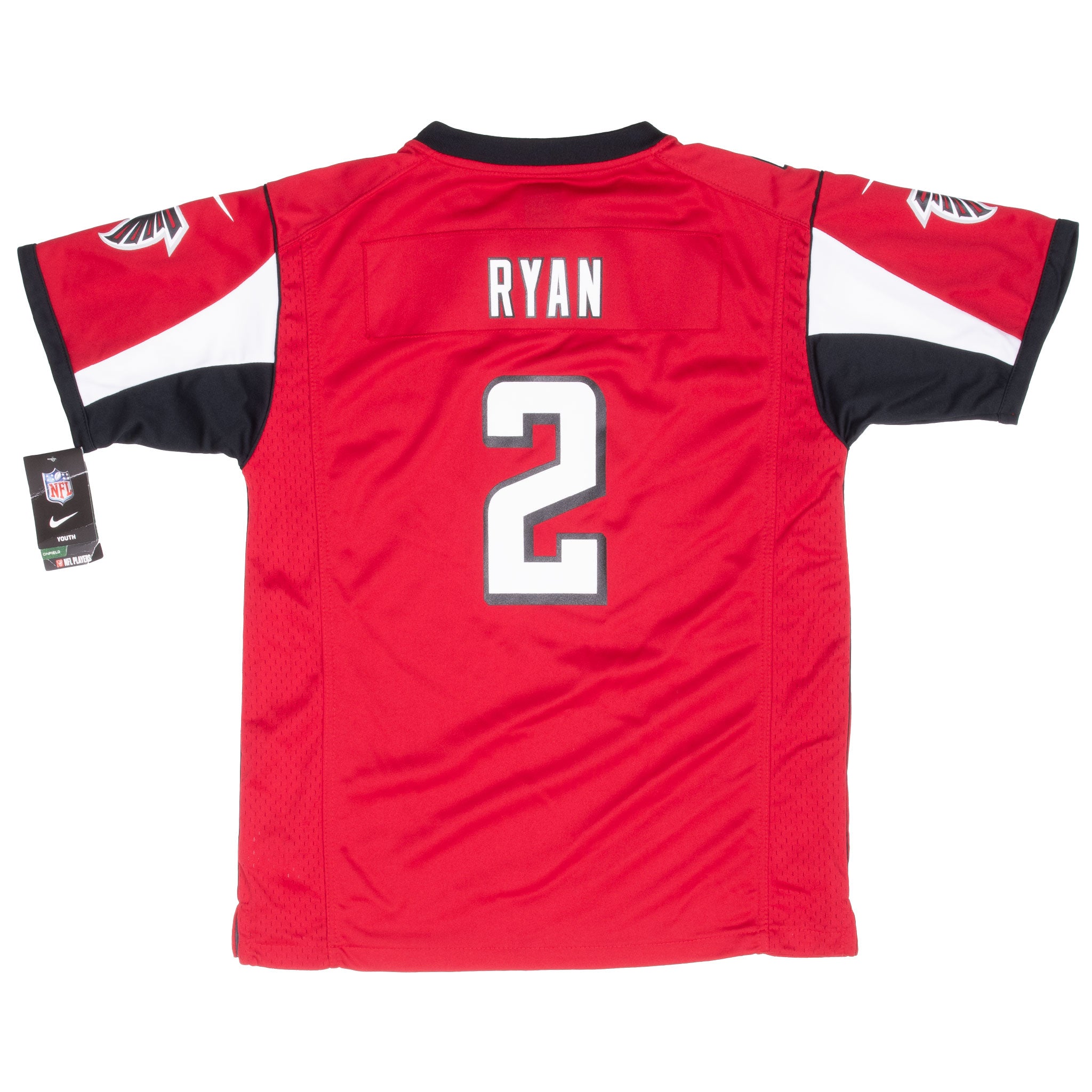 Back of red Atlanta Falcons Nike youth jersey with Ryan name and number 2