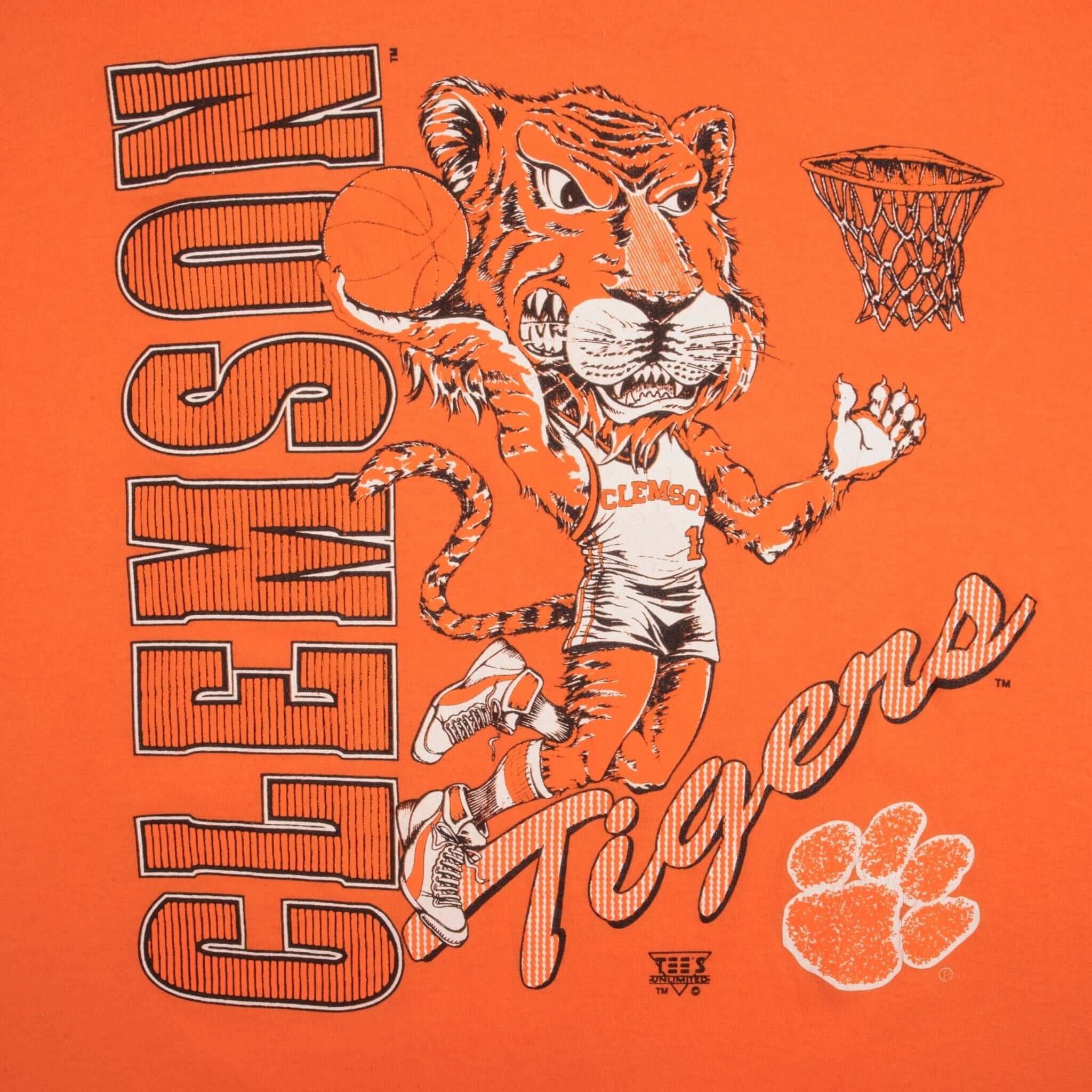 Vintage Ncaa Clemson University Tigers 1990S Tee Shirt Size Xl Made In Usa With Single Stitch Sleeves
