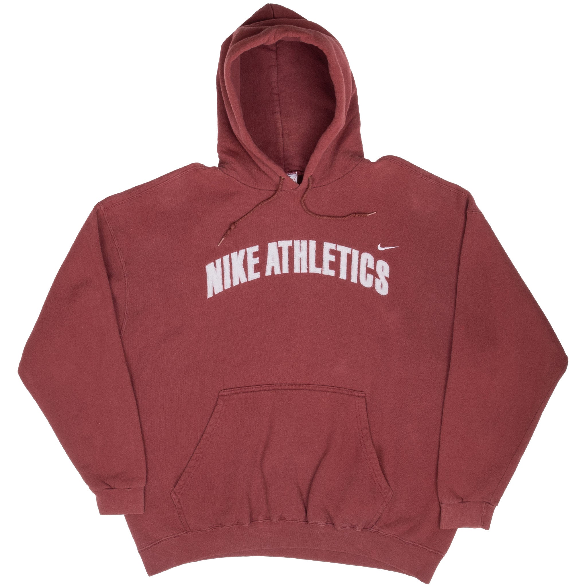 Vintage Nike Athletics Burgundy Hoodie Sweatshirt 1990S Size XL Made In Usa