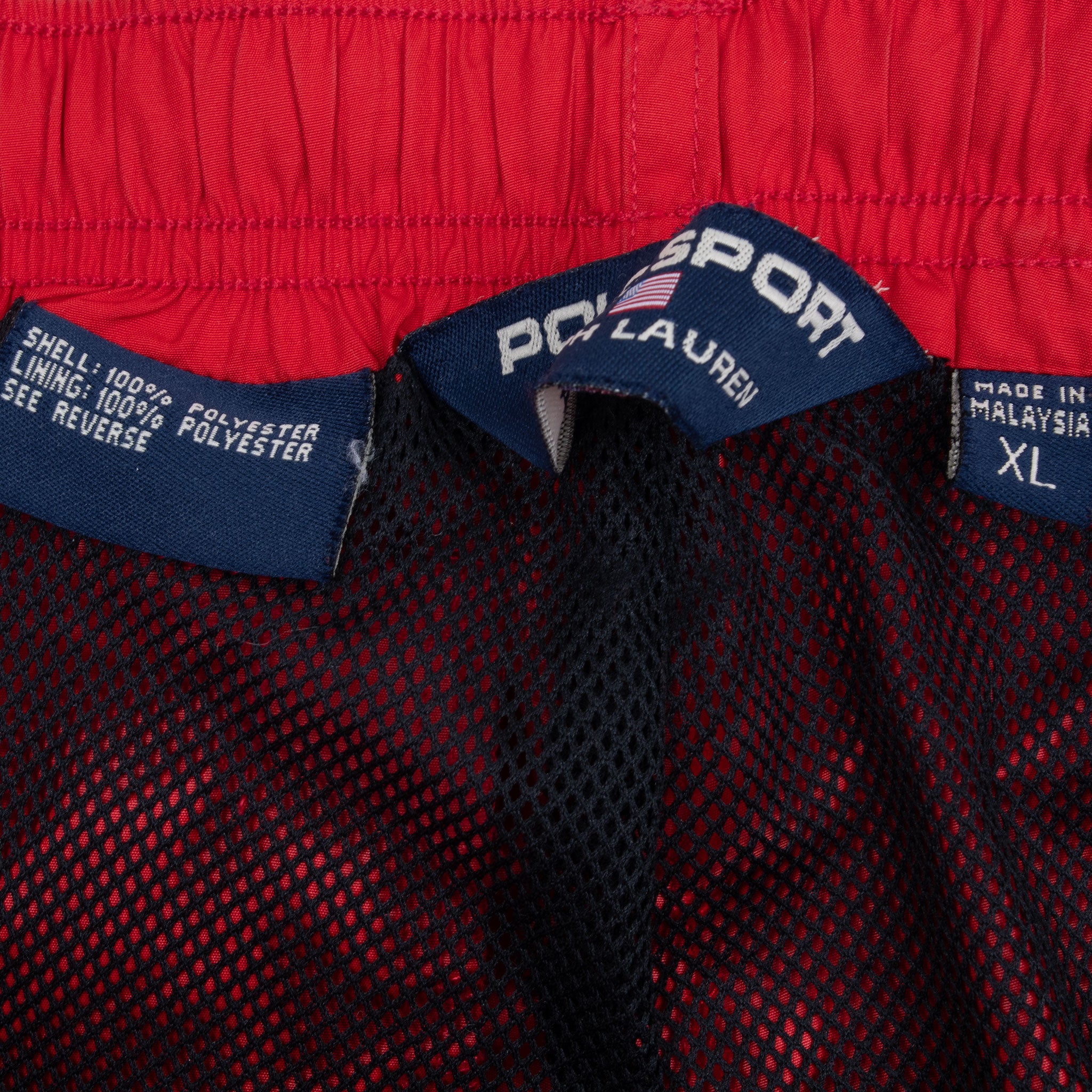 VINTAGE POLO RALPH LAUREN SPORT RED TRACKPANTS 1990S XL