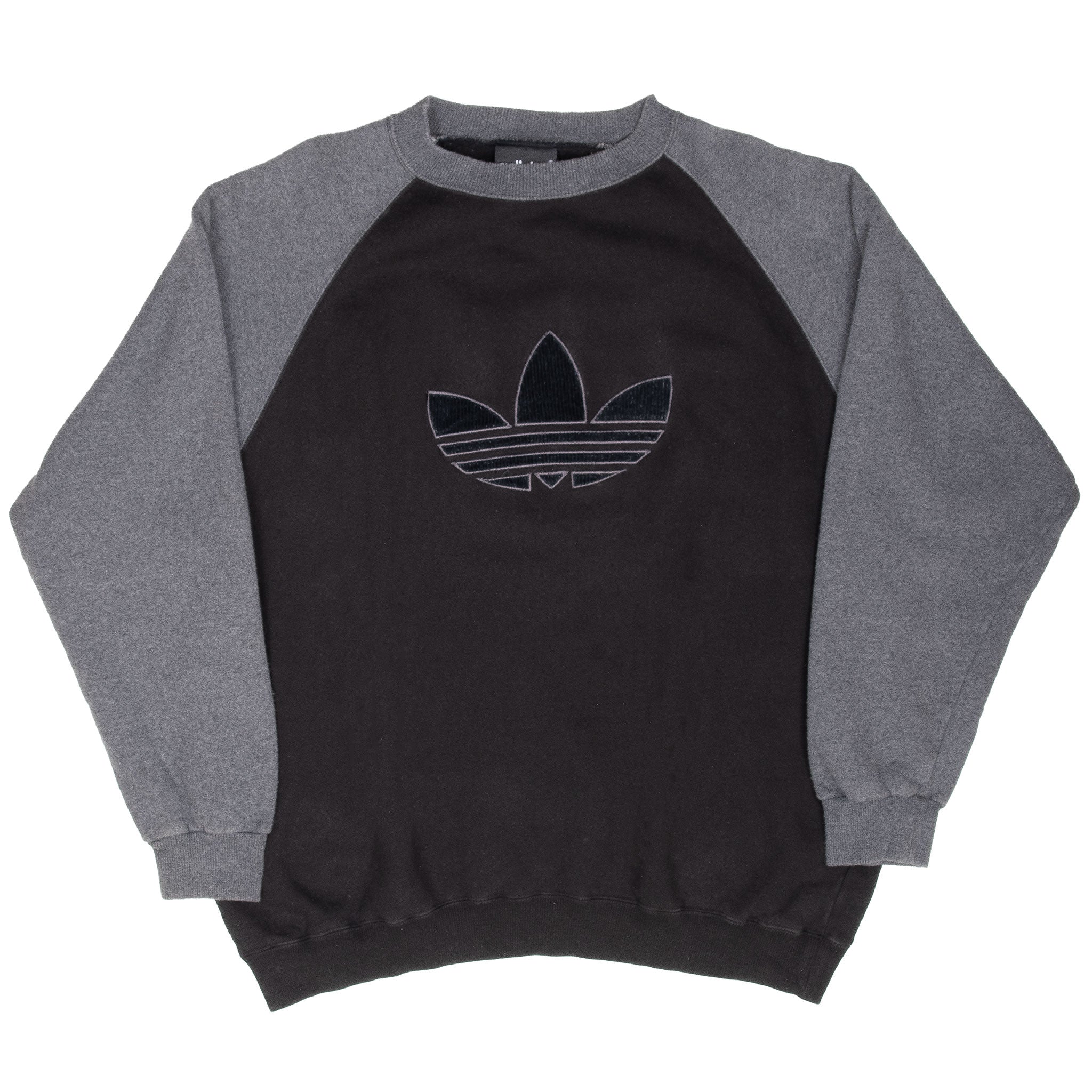 Vintage Adidas Corduroy Grey Black Crewneck Sweatshirt 1990S Size Large