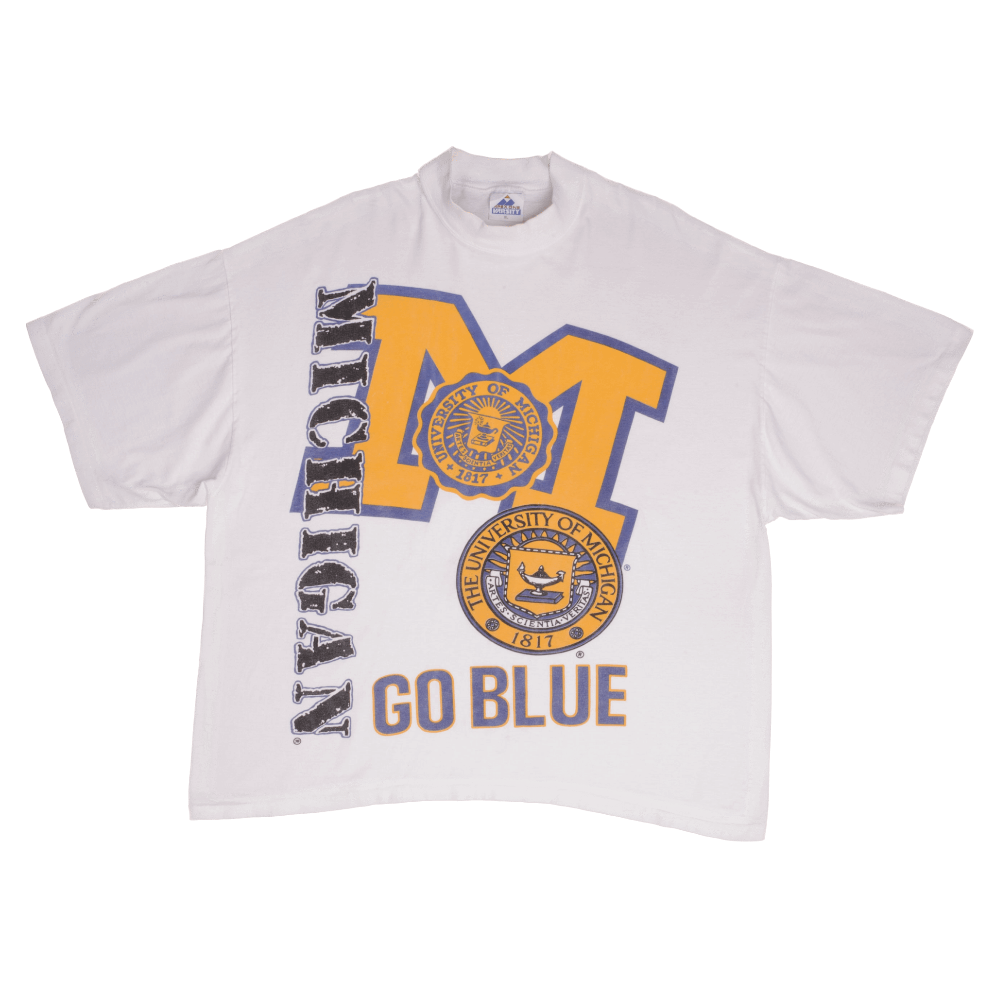 Vintage University Of Michigan Go Blue Tee Shirt 1990s Size XL With Single Stitch Sleeves