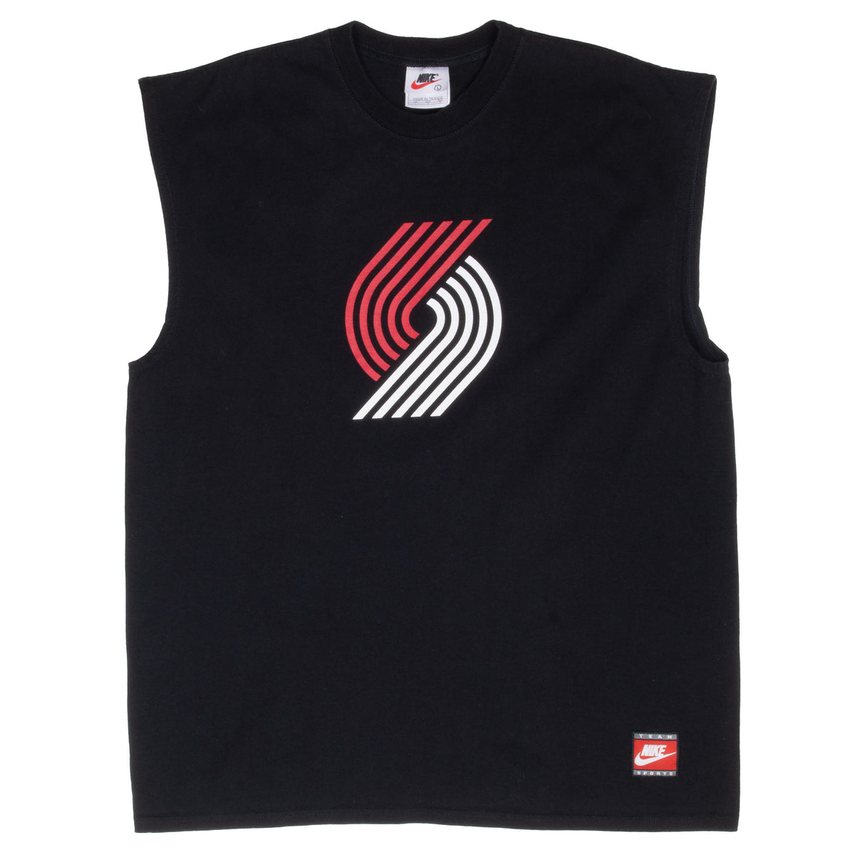 Full front view of black Nike Portland Trail Blazers tank top