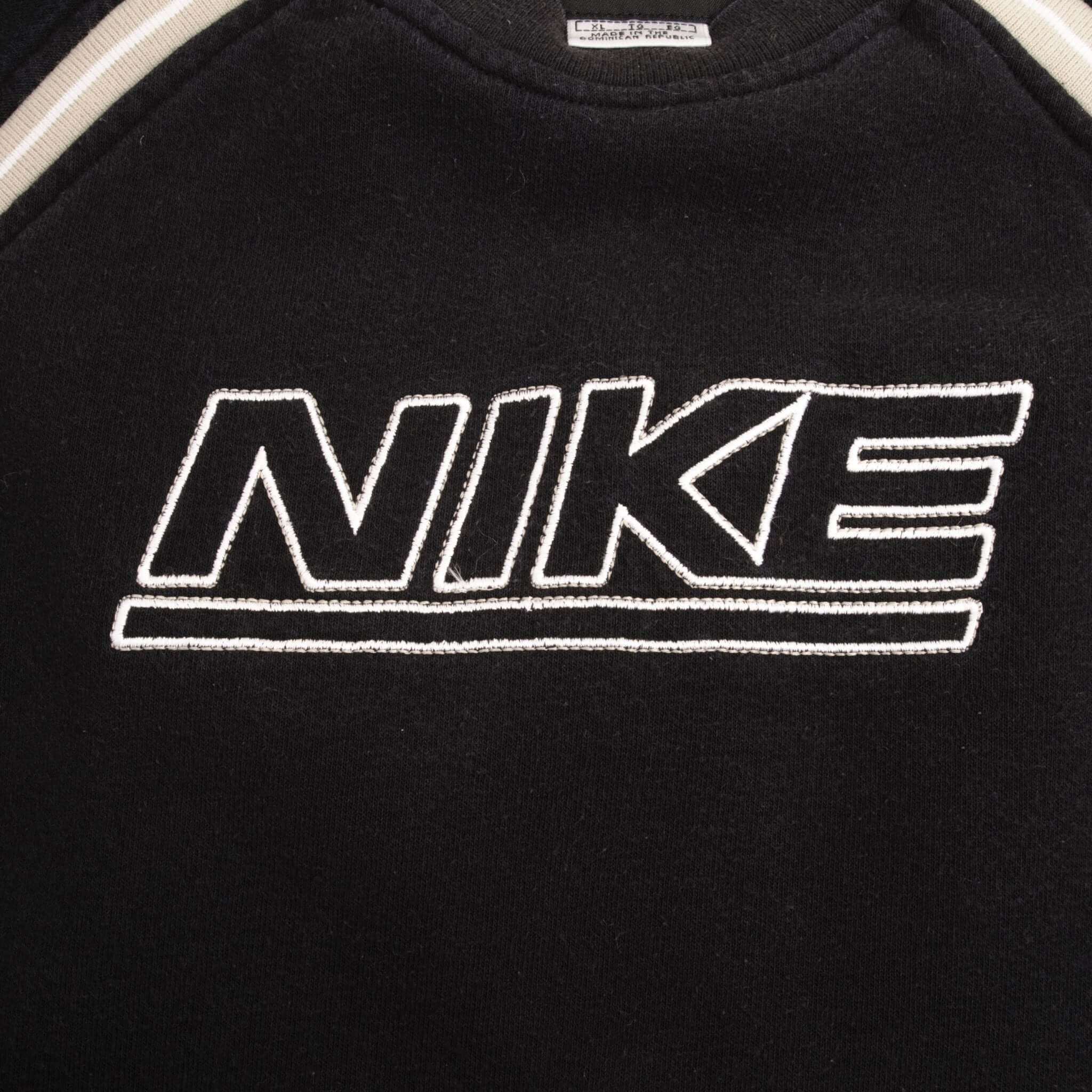 Vintage Nike Spellout Swoosh Black Crewneck Sweatshirt 1990S Size XL