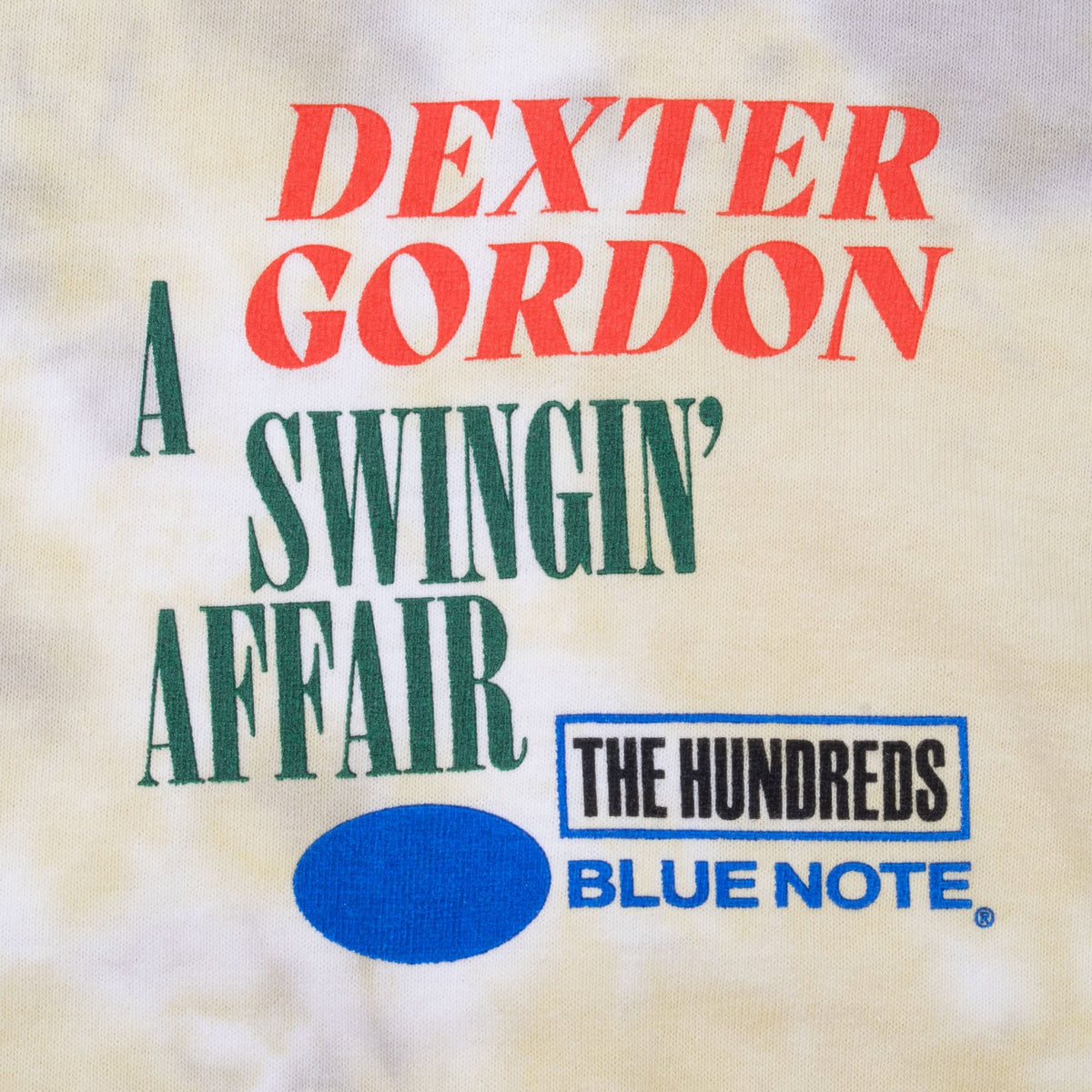 Chest print with Dexter Gordon A Swingin’ Affair, The Hundreds, and Blue Note logos
