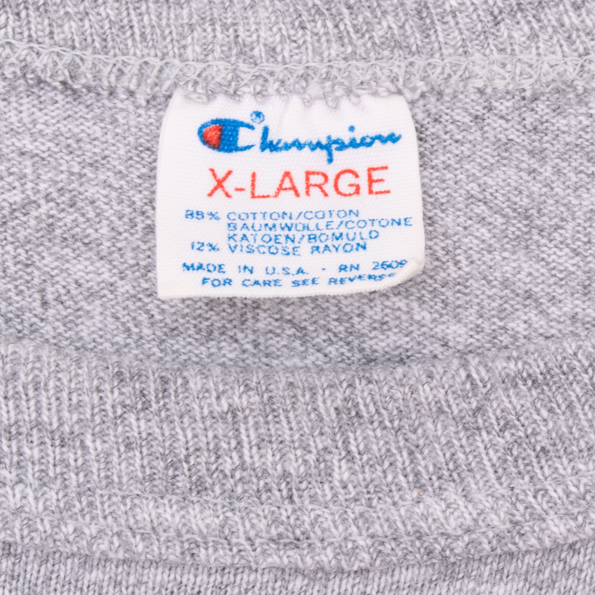 Champion X-Large neck tag on gray Buffalo Bills T-shirt