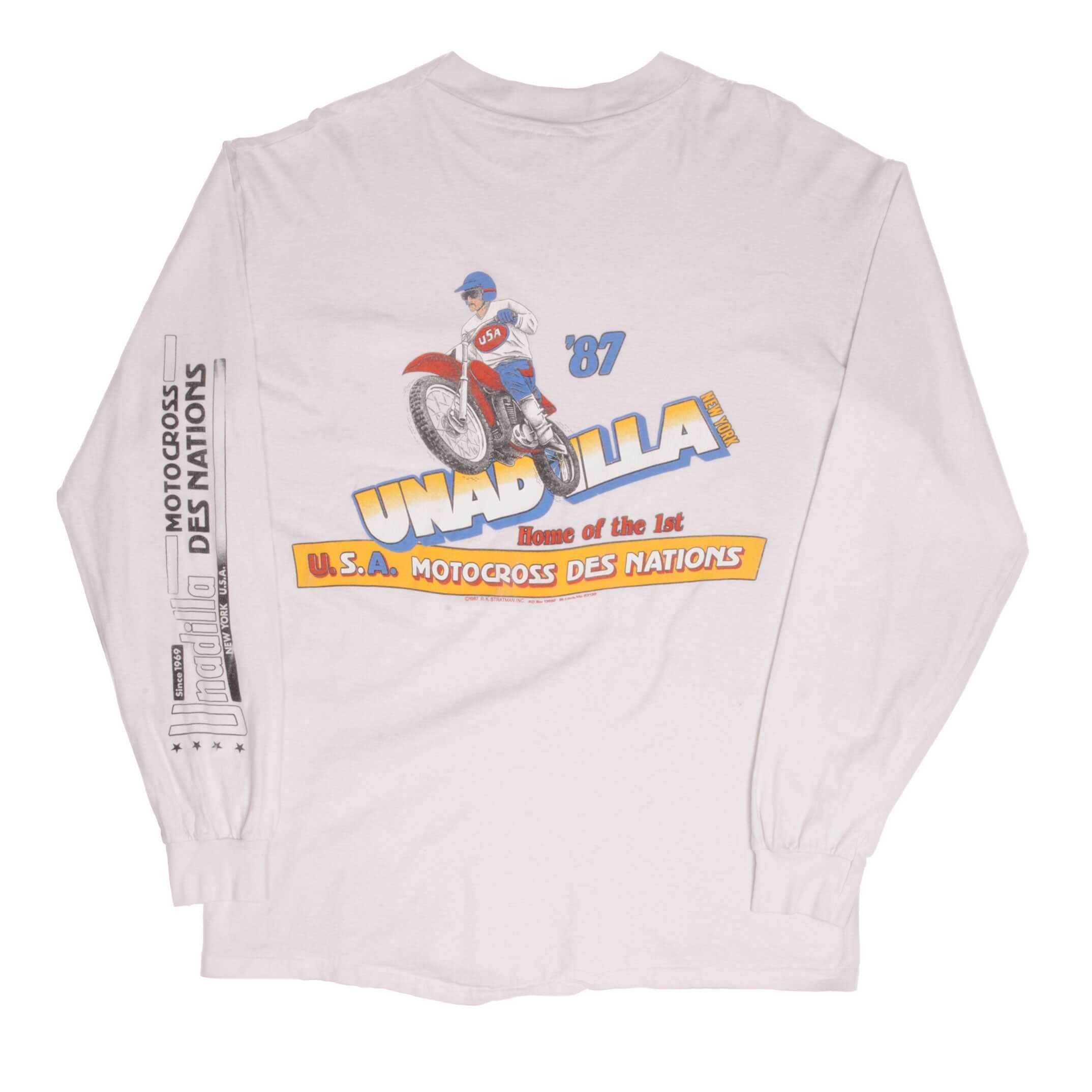 Vintage Motocross Des Nations Unadilla New York Long Sleeve Tee Shirt 1987 XL Made In USA