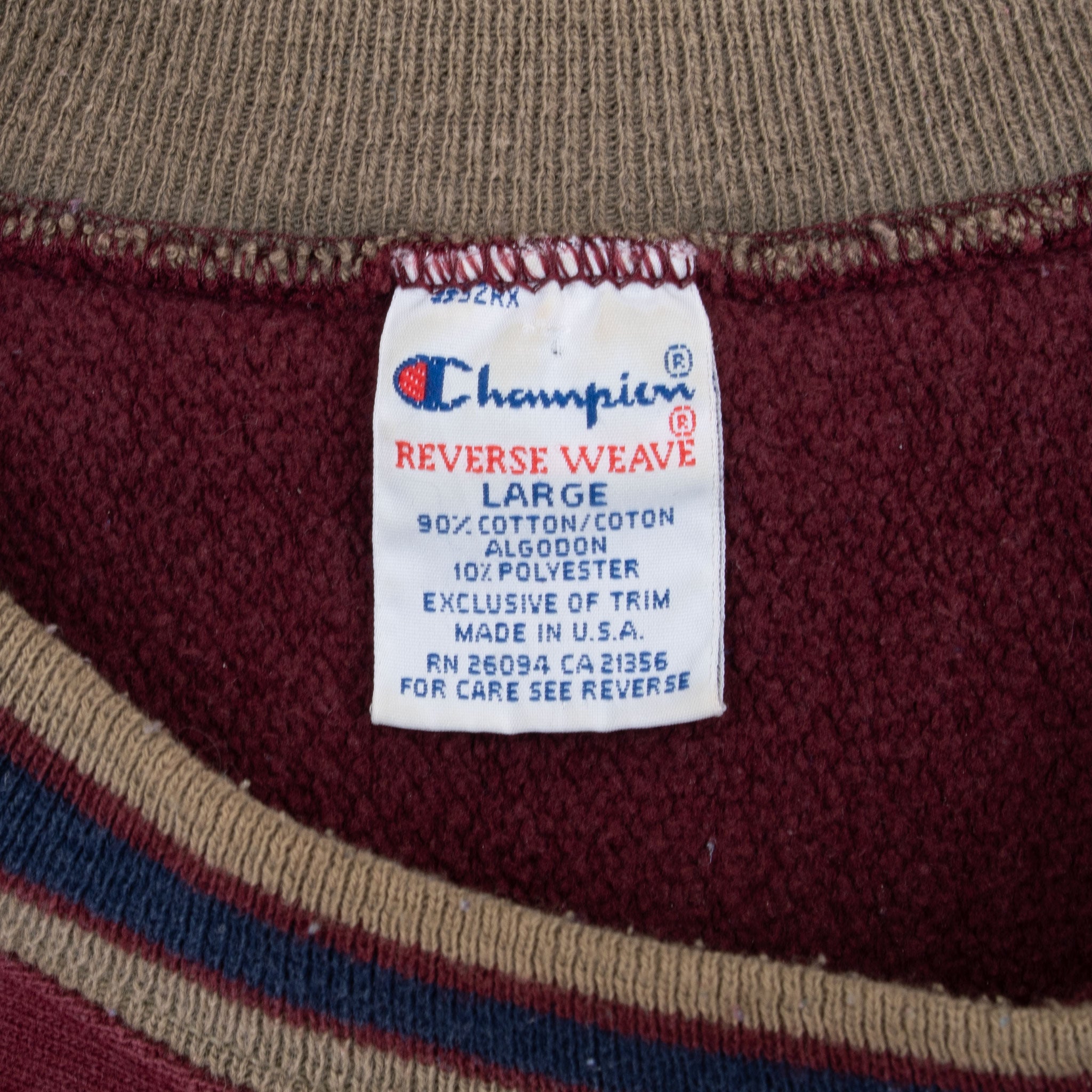Vintage Champion Spellout Reverse Weave Burgundy Sweatshirt 1990S Size Large Made In Usa