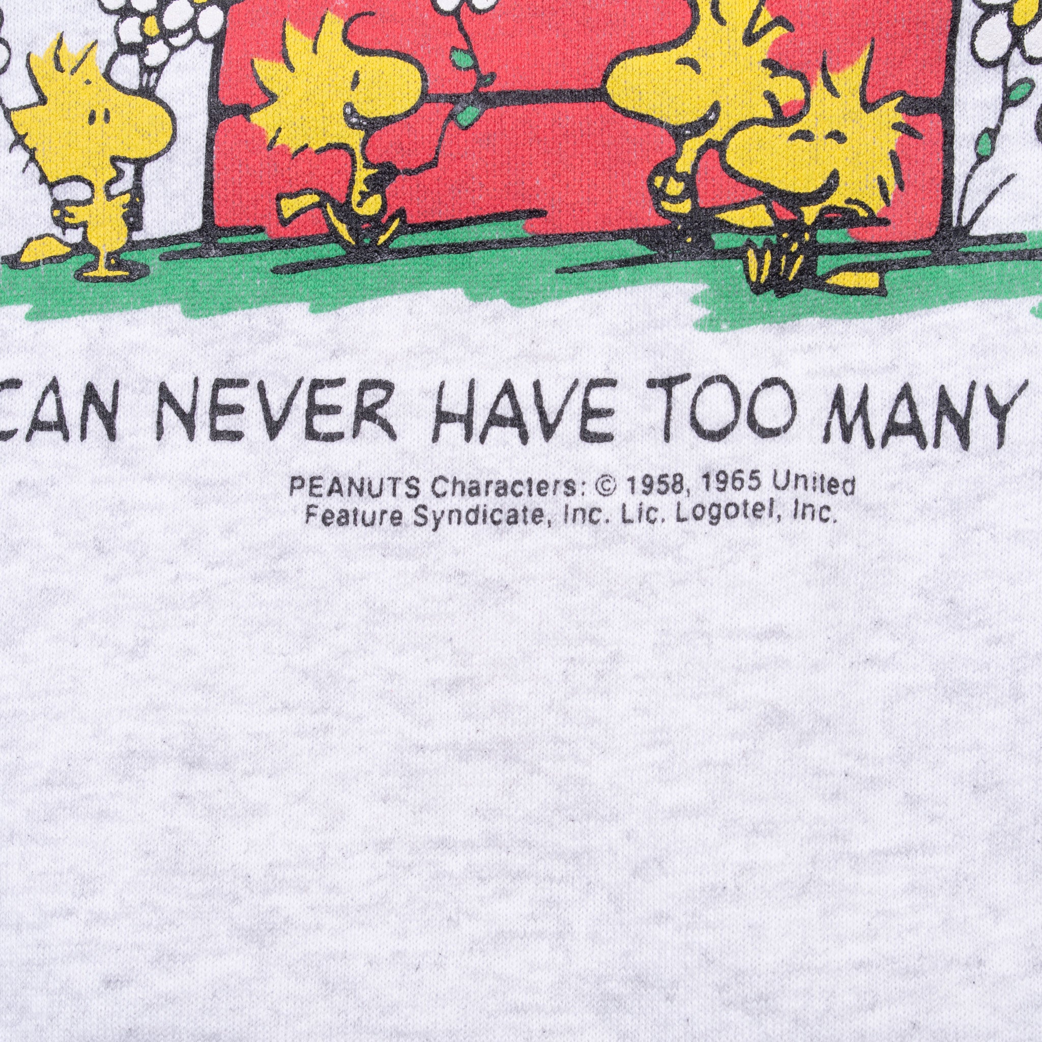 Vintage Snoopy Woodstock You Can Never Have Too Many Friends Sweatshirt 1990S Size XL Made In Usa
